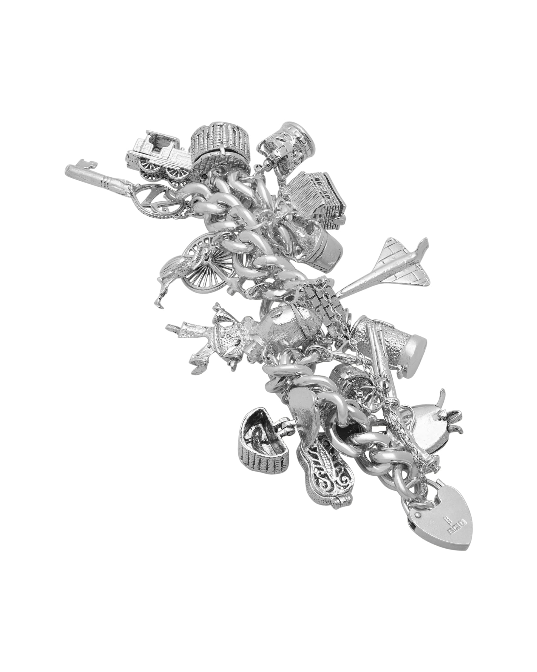 Bracciale a maglie con charms in argento 925% con timbri inglesi-2