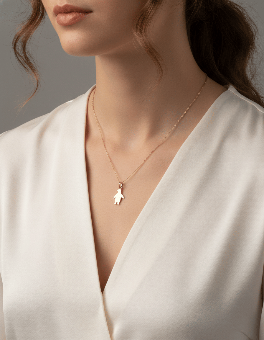 Ciondolo dodo pinguino in oro giallo-3