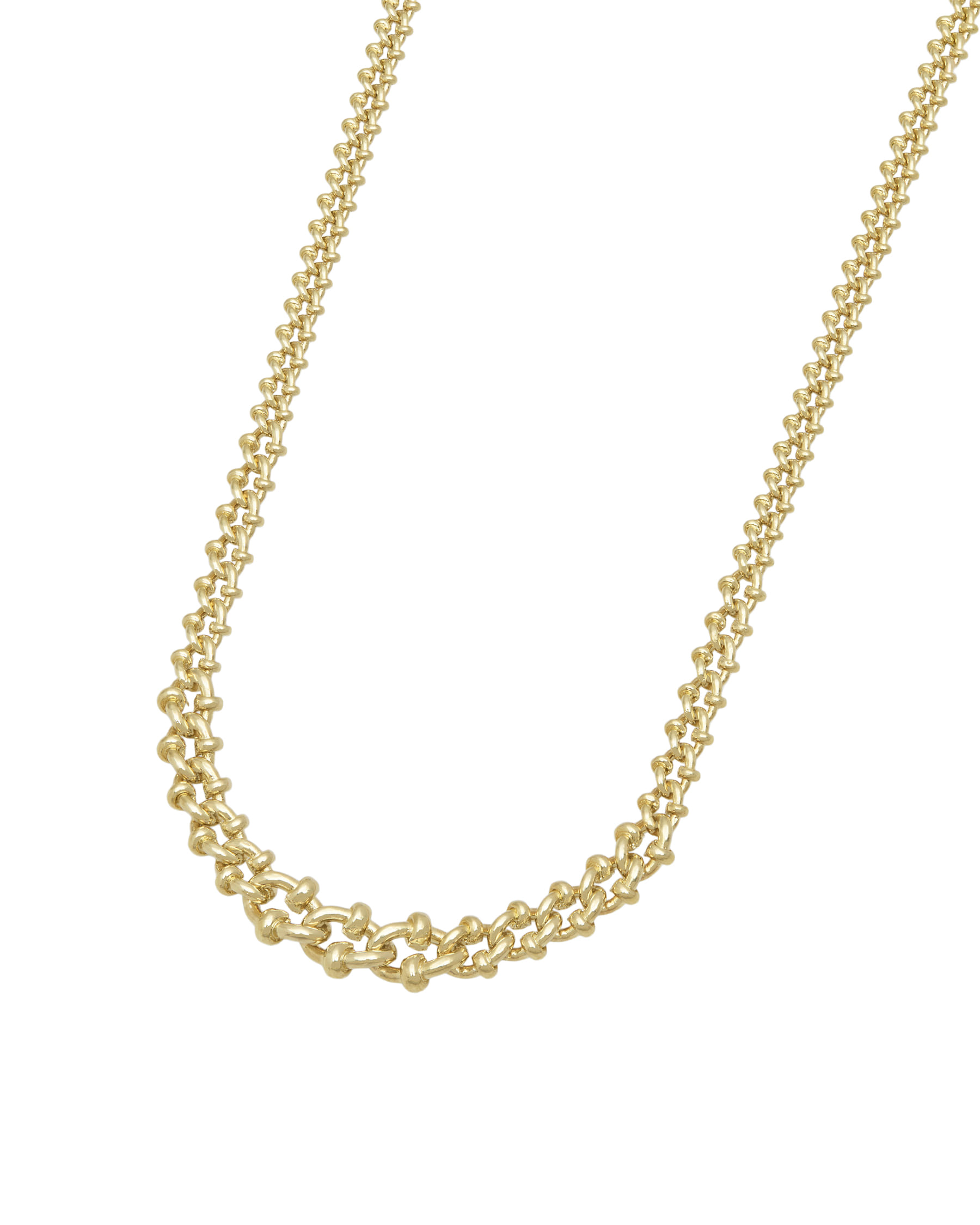 Collana urbano a maglie degrade con anelli decorativi in oro giallo e bianco-1