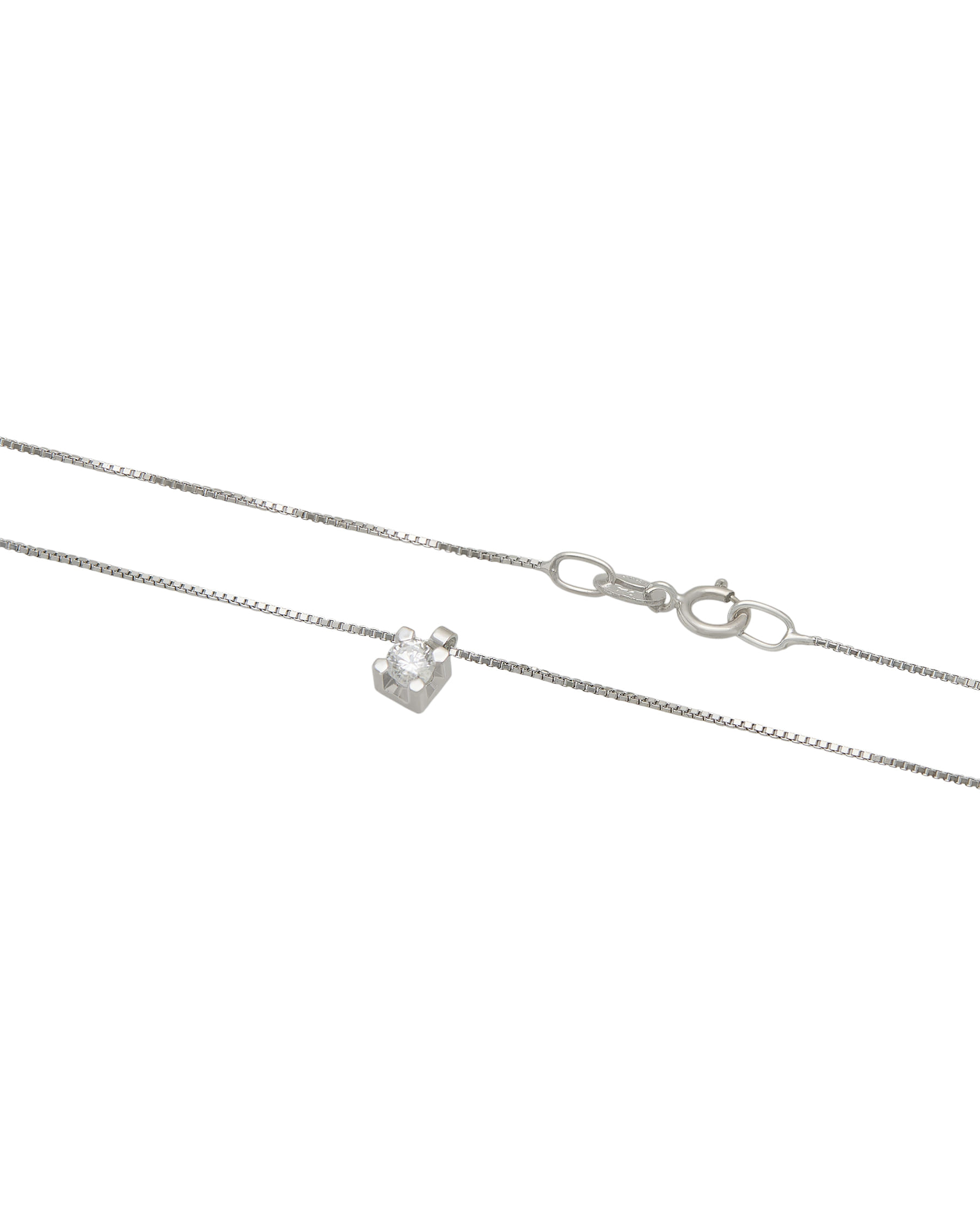 Catenina puntoluce in oro bianco con castone tornito e diamante 0,08 ct-2