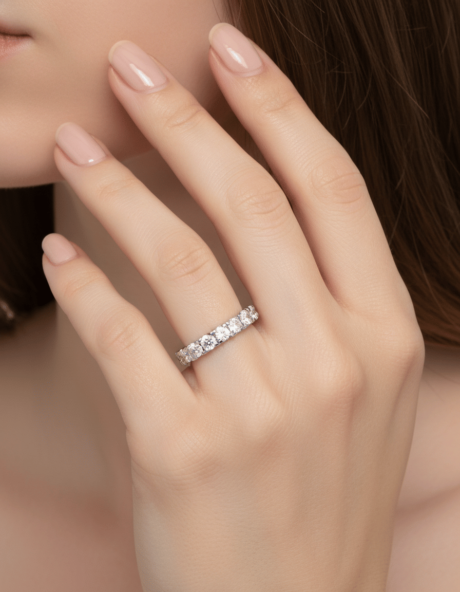 Anello eternity in oro bianco con diamanti 2.85 ct-3