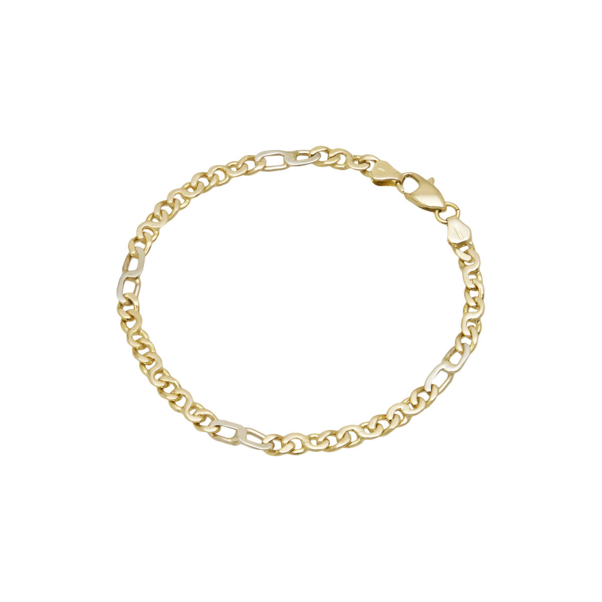 Bracciale maglia otto piatta in oro giallo e bianco-1