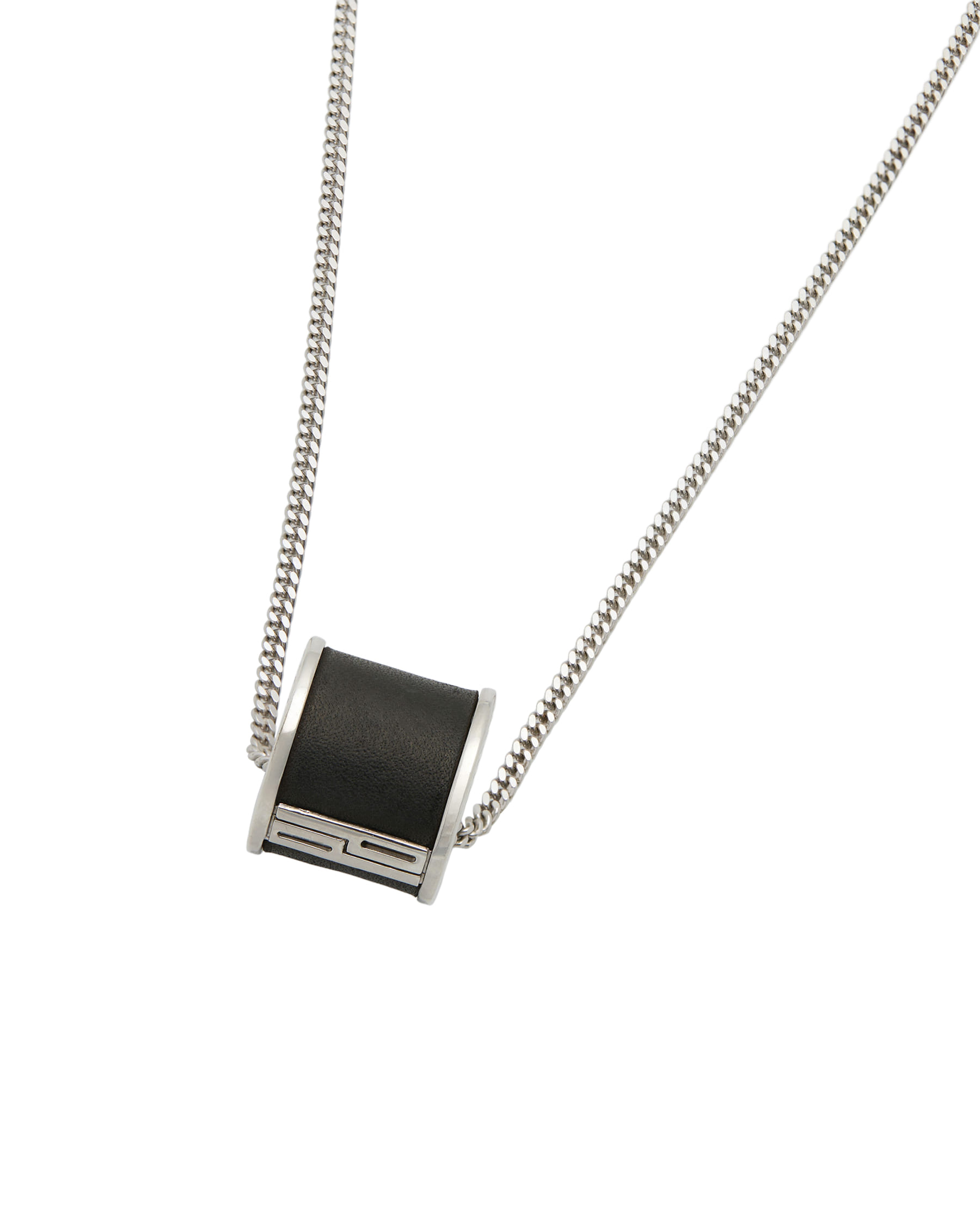 Collana pianegonda in argento 925% con ciondolo cilindro in pelle e diamante-1