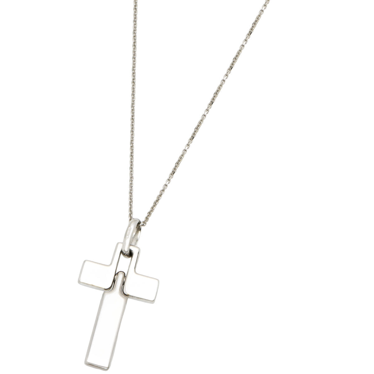 Catenina con ciondolo croce modulare barakà in oro bianco-1