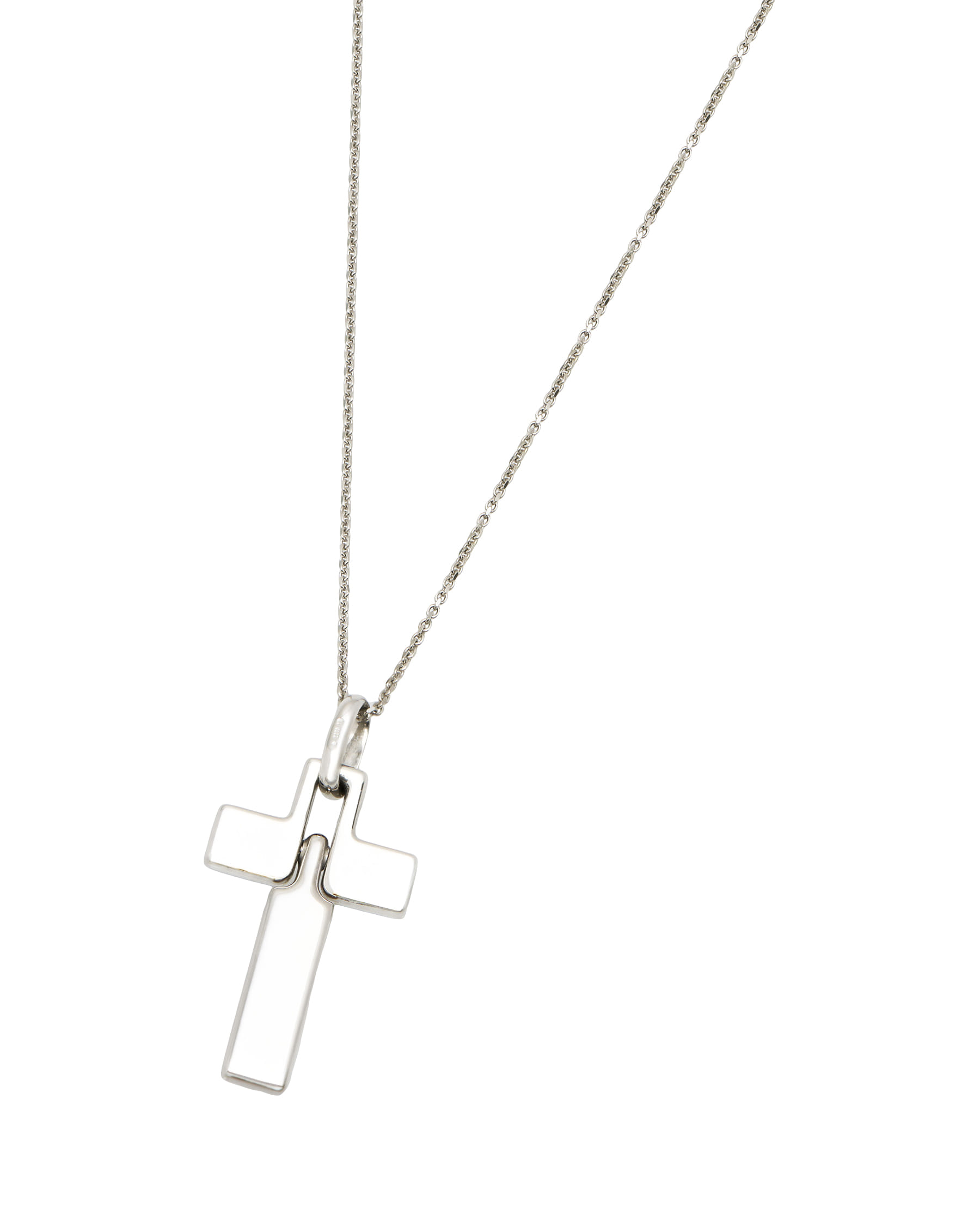 Catenina con ciondolo croce modulare barakà in oro bianco-1