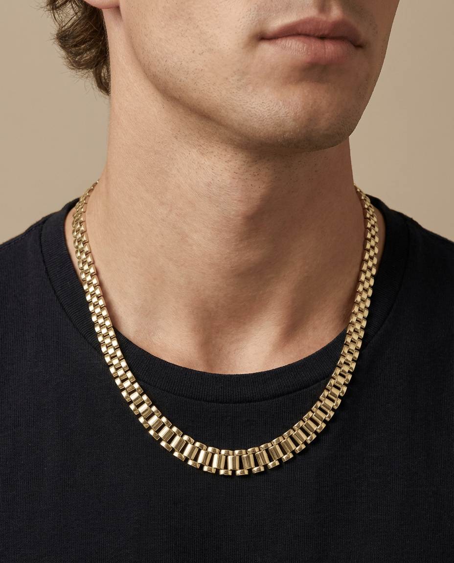 Collana degrade con maglia president piatta in oro giallo 18 kt-3