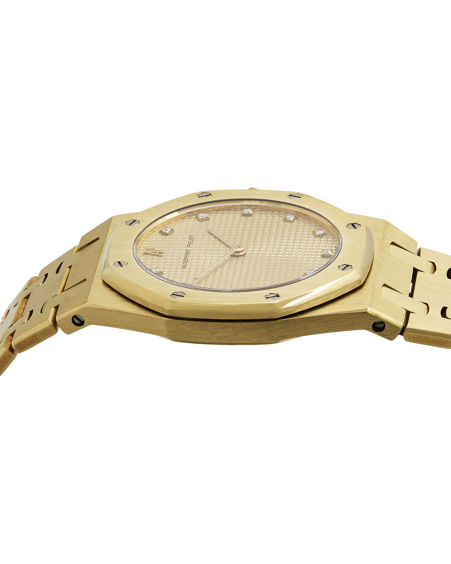 Audemars piguet royal oak 56303ba diamond champagne dial 18k yellow gold watch-3