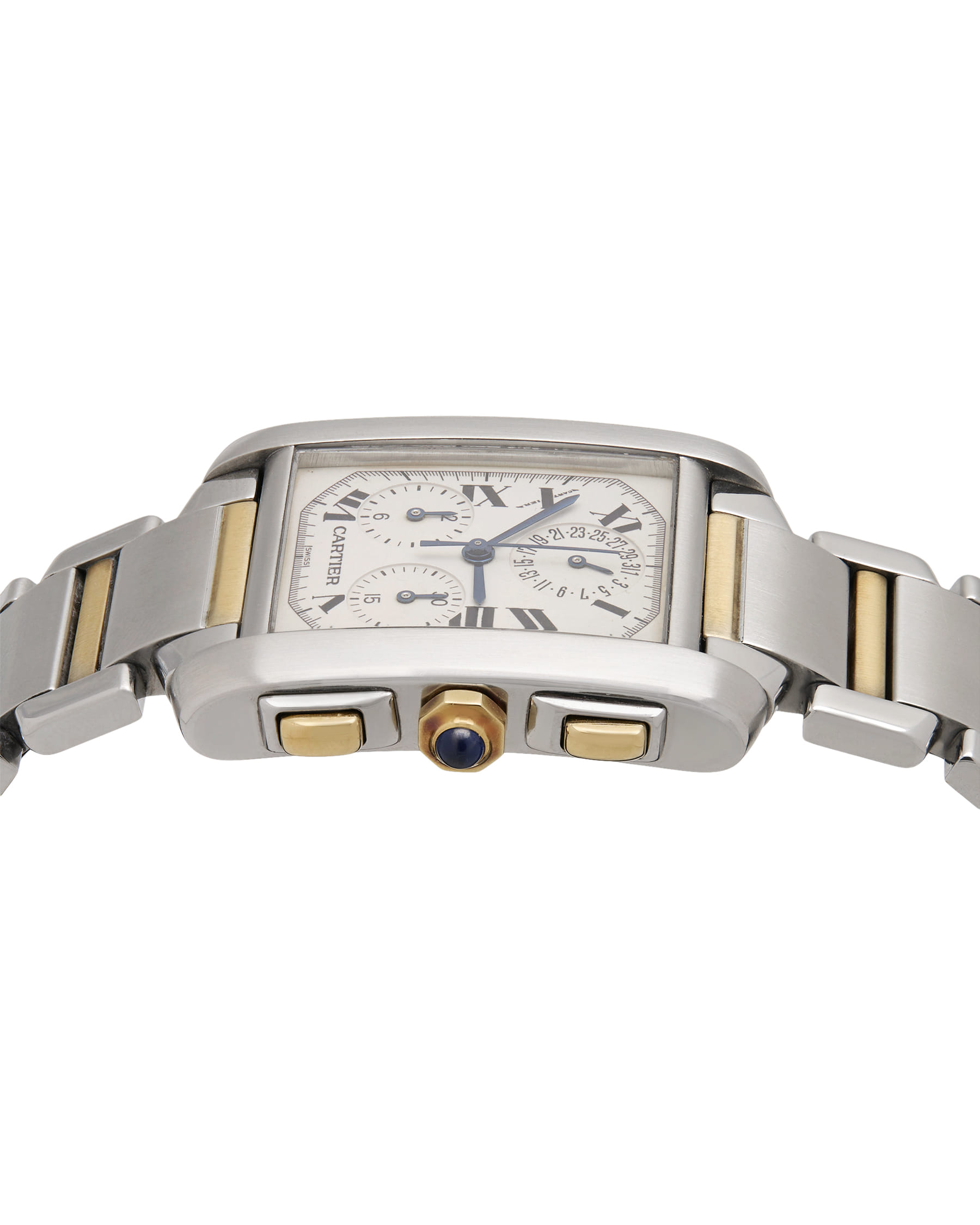 Cartier tank française chronograph steel yellow gold ref 2303-3
