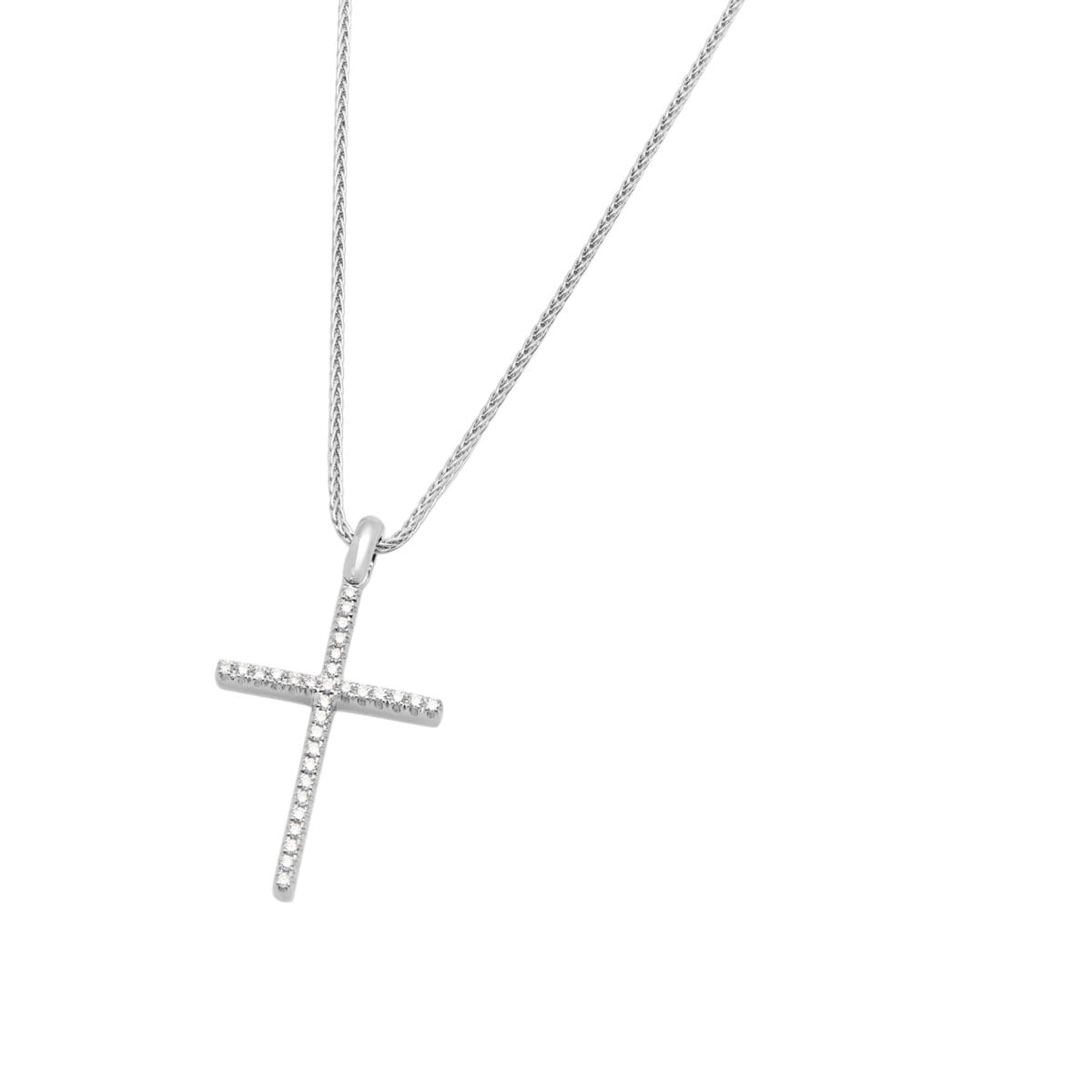 Catenina damiani con ciondolo croce e diamanti in oro bianco-1