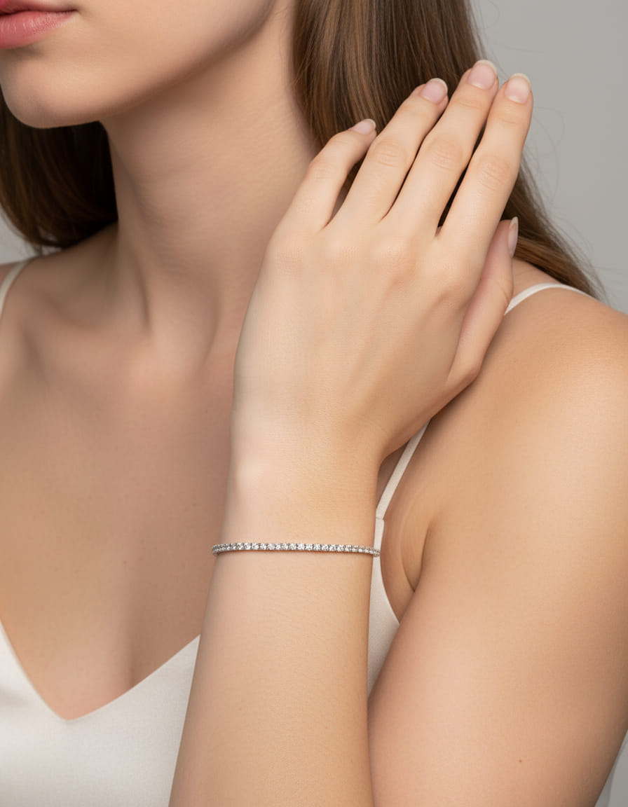 Bracciale tennis salvini in oro bianco con diamanti-4