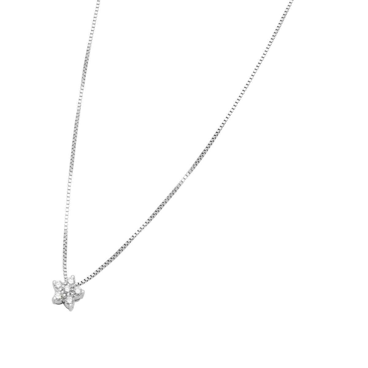 Collana damiani con ciondolo fiore in oro bianco con diamanti-1