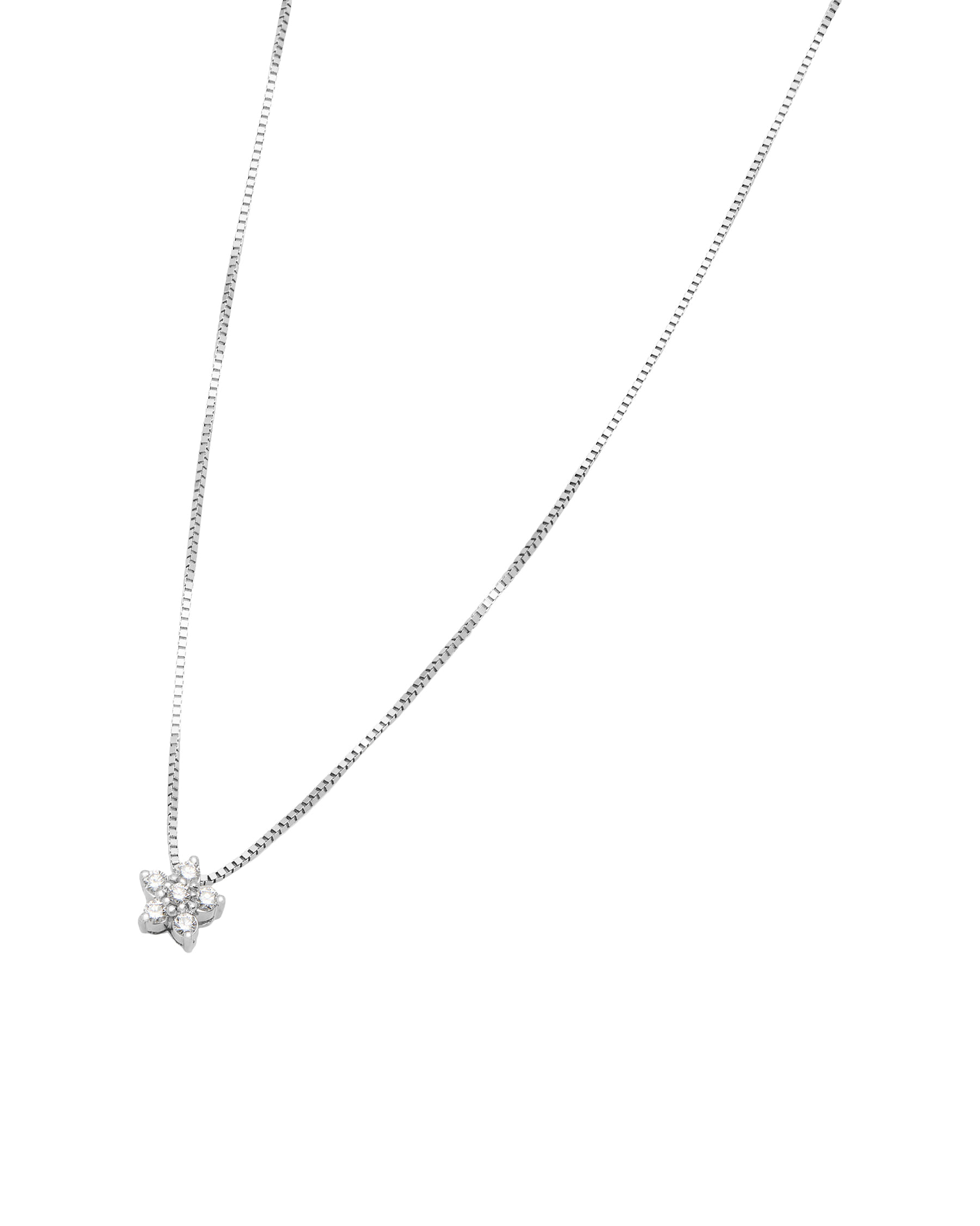 Collana damiani con ciondolo fiore in oro bianco con diamanti-1