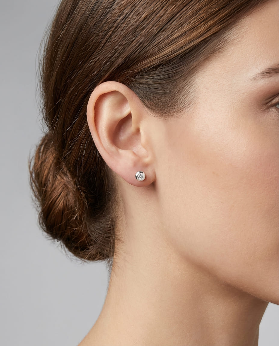 Orecchini punto luce cipollino in oro bianco con diamanti 0,30 ct-3