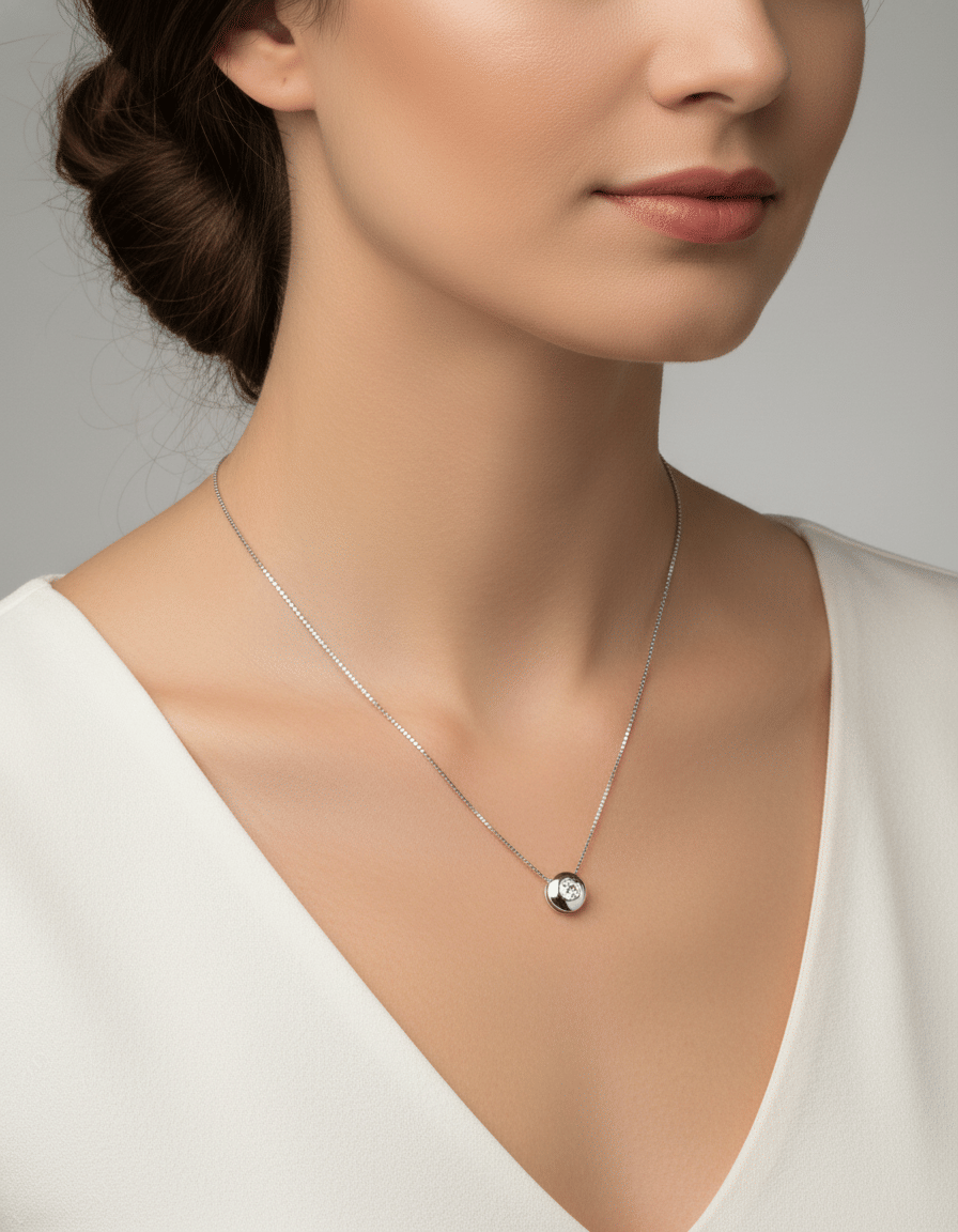 Catenina punto luce cipollino 0,13 ct in oro bianco-3