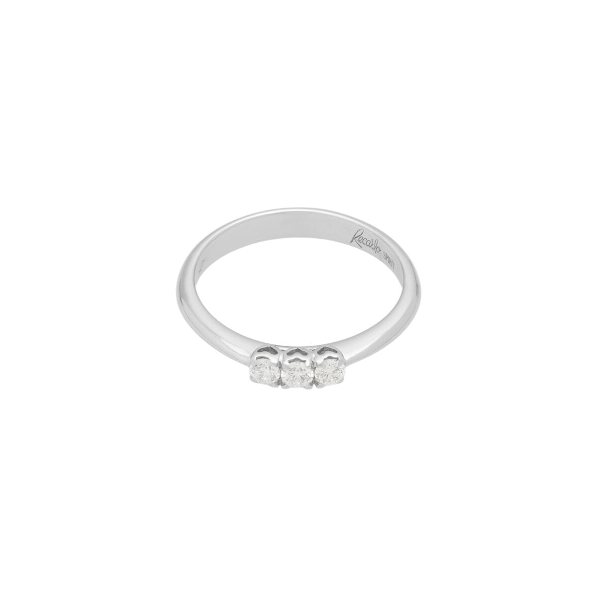 Anello trilogy cuori recarlo in oro bianco con diamanti 0,18 ct-1