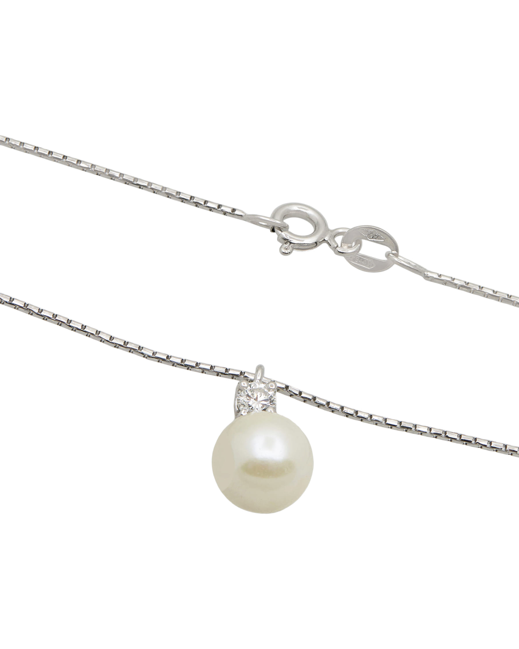 Collana in oro bianco con perla 8,30mm e diamante-2