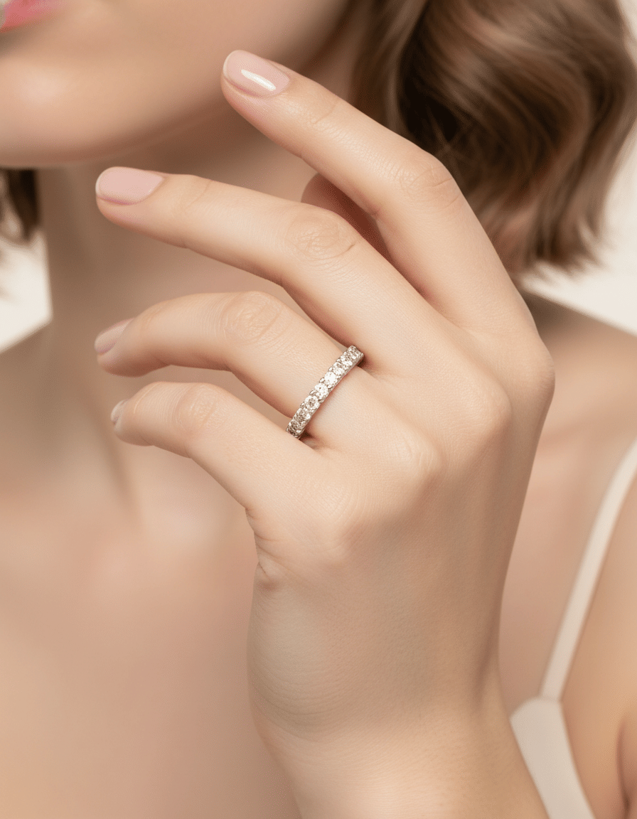 Anello eternity damiani in oro bianco con diamanti-3