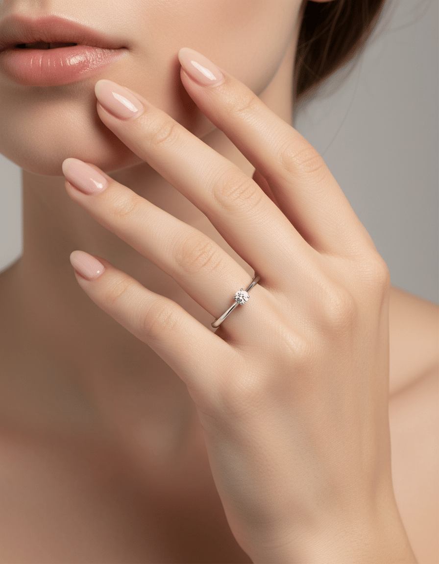 Anello solitario oro bianco con diamante 0,13 ct-4