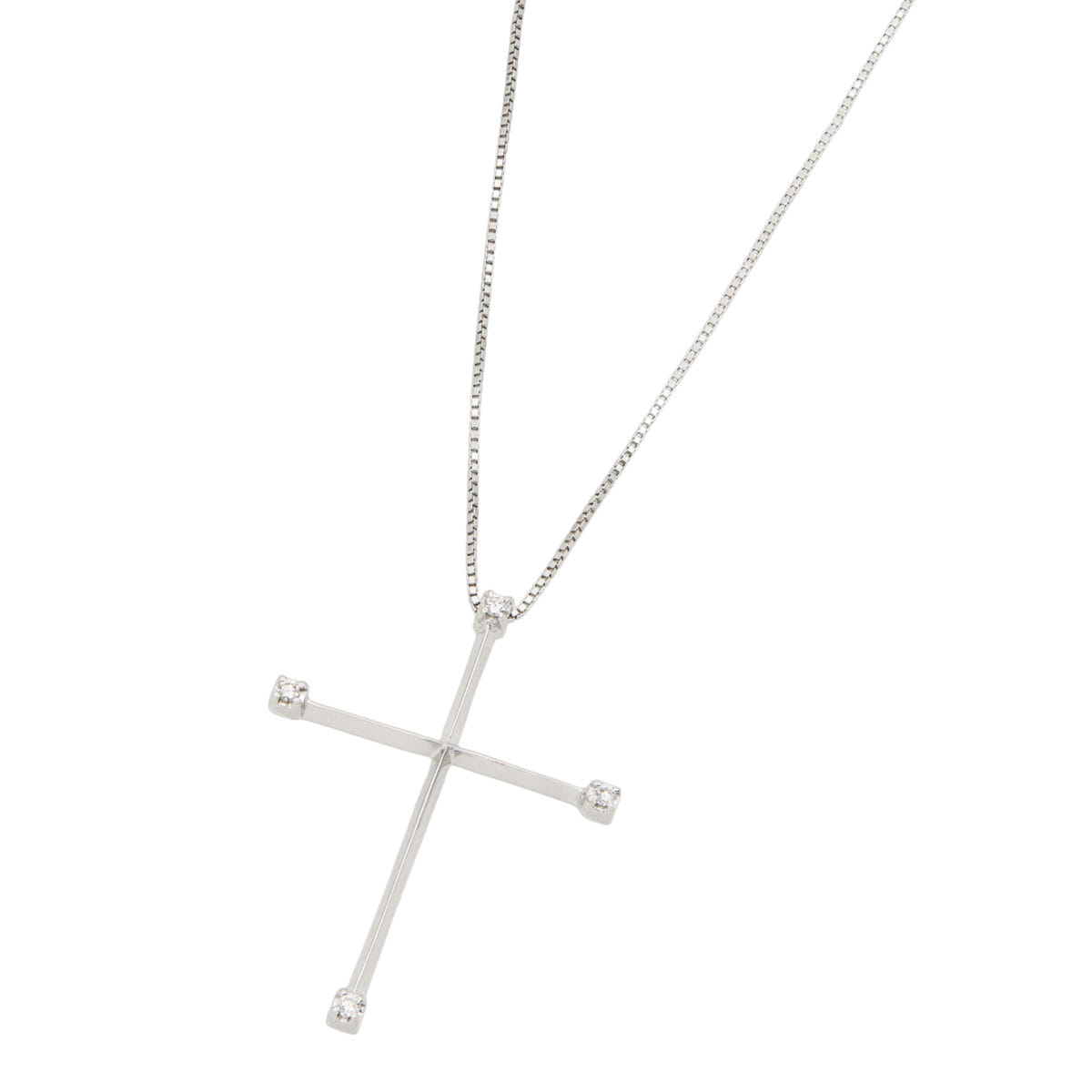 Catenina veneziana con ciondolo croce e 4 diamanti-1