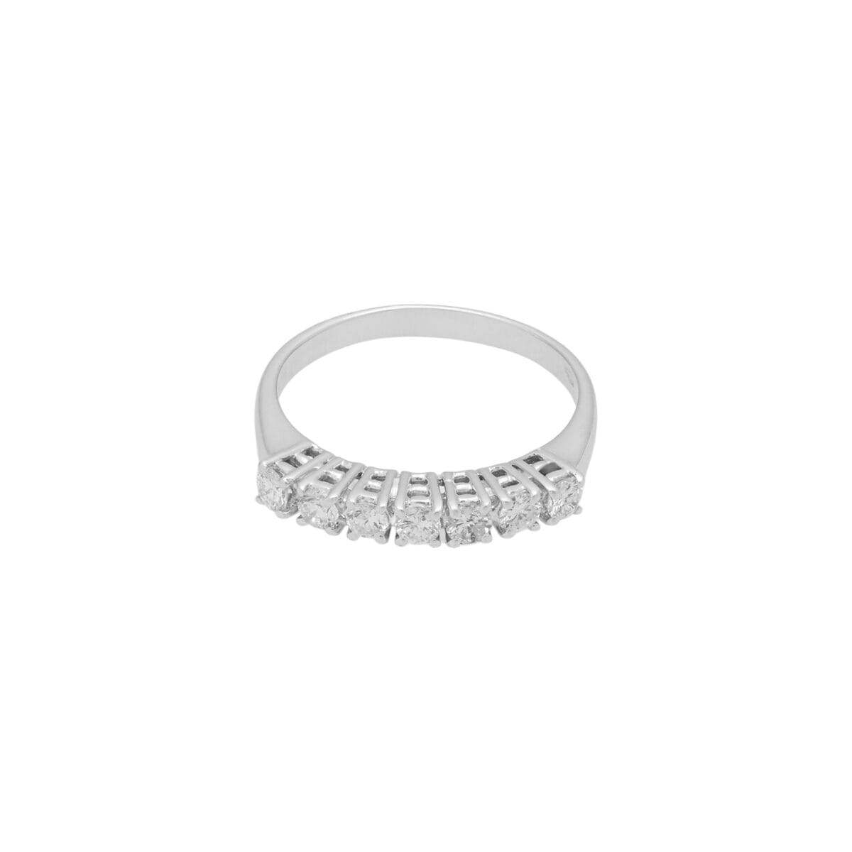 Anello veretta a 7 diamanti in oro bianco 0.53 ct-1