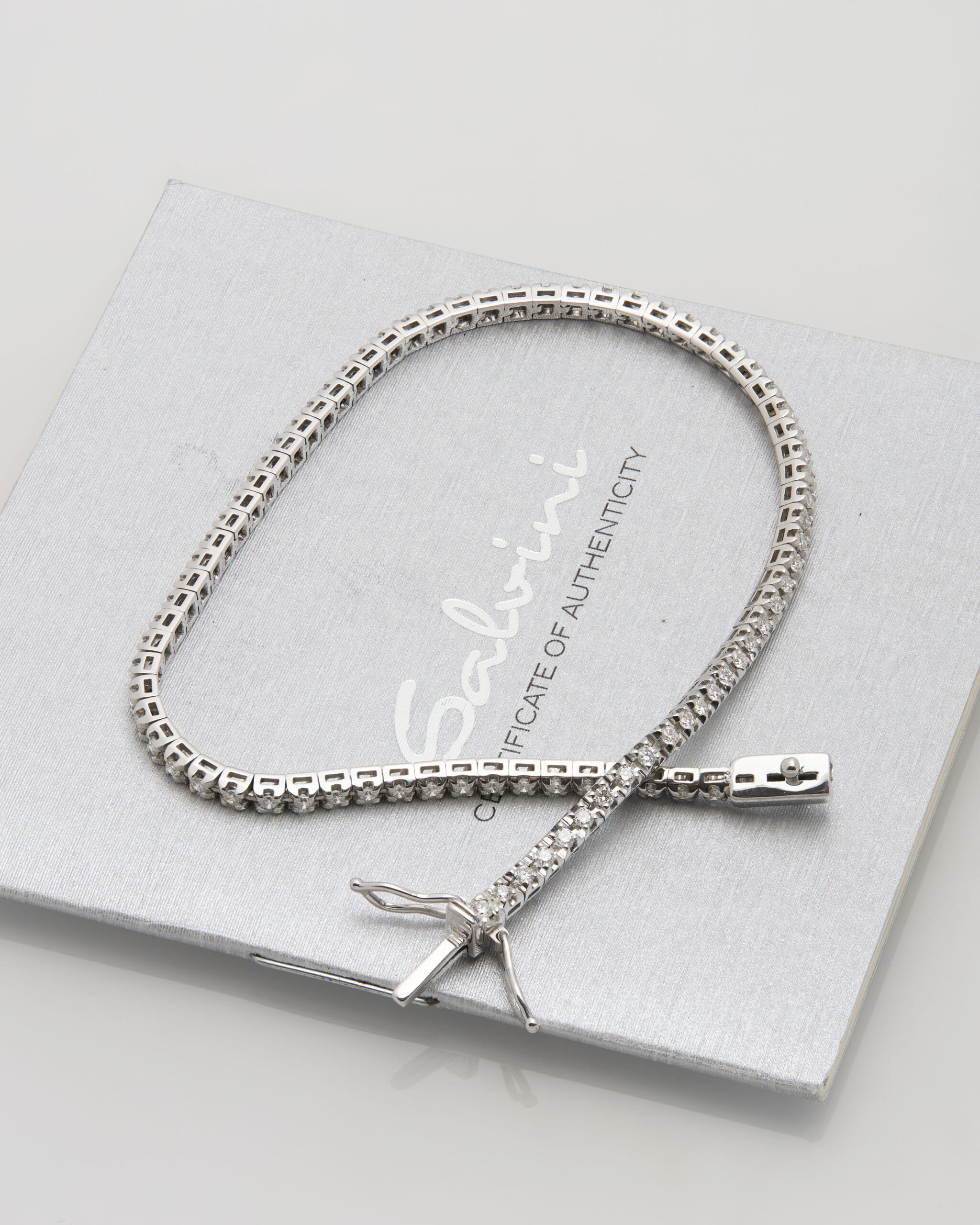 Bracciale tennis salvini in oro bianco con diamanti-3