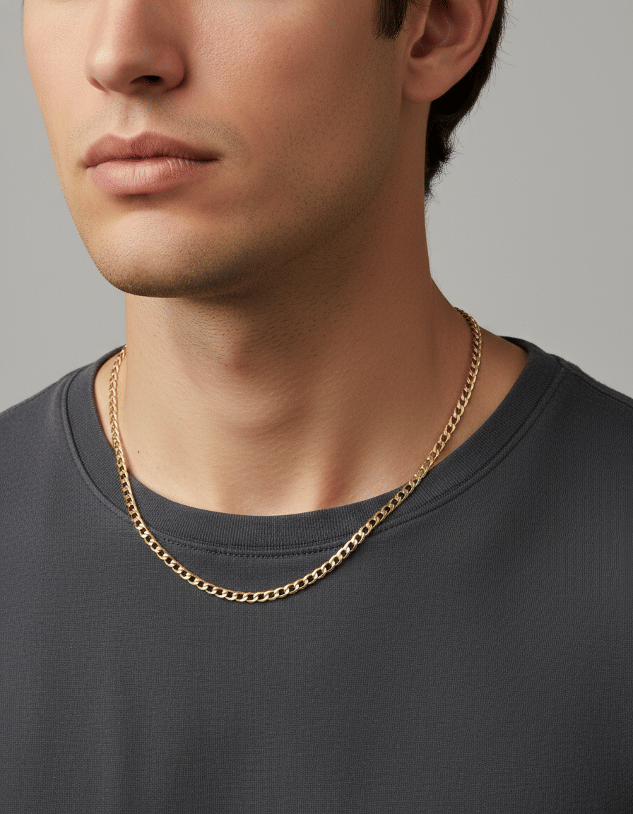 Collana in oro giallo maglia groumette piatta-3