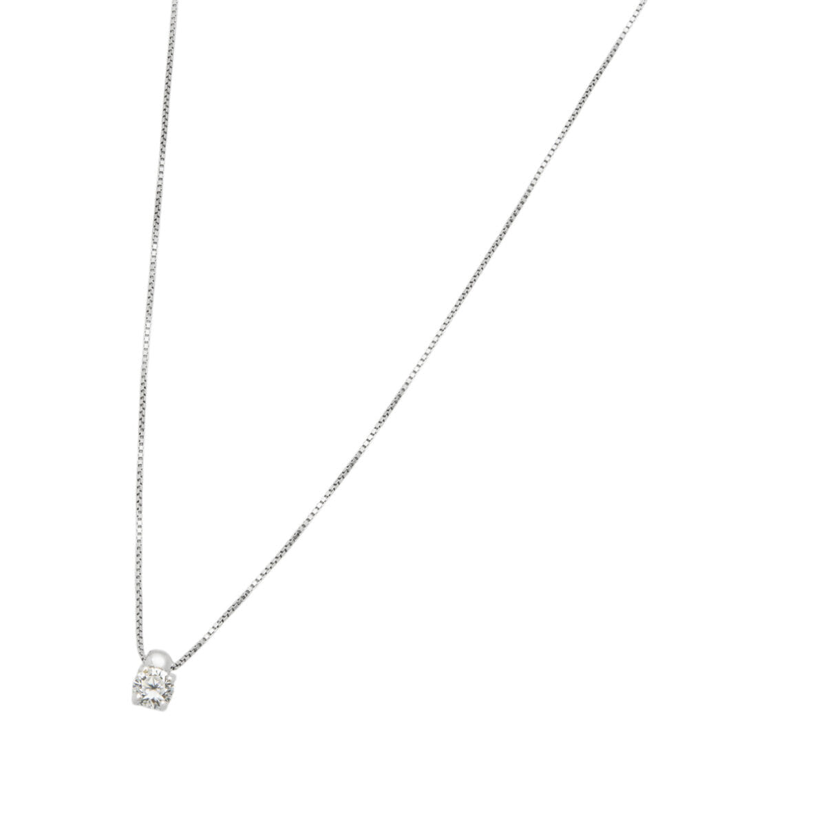 Catenina punto luce a filo in oro bianco con diamante 0,13 ct-1