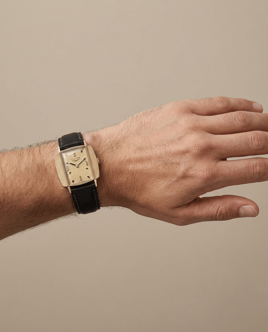 Longines vintage tank dress flat square hobnail dial-7