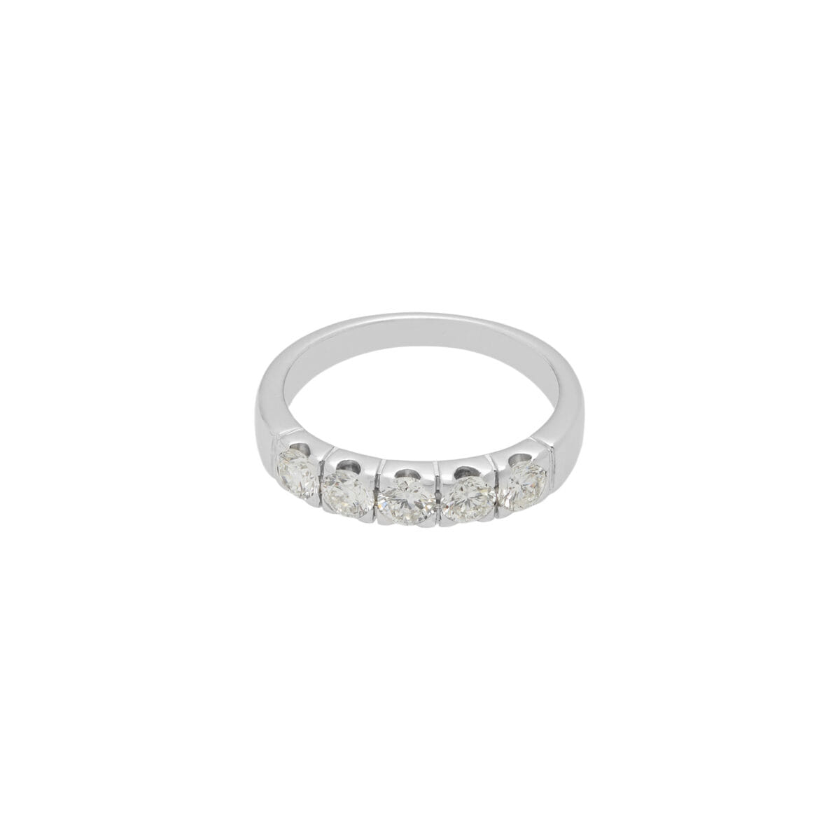 Anello veretta oro bianco con 5 diamanti 0,80 ct-1