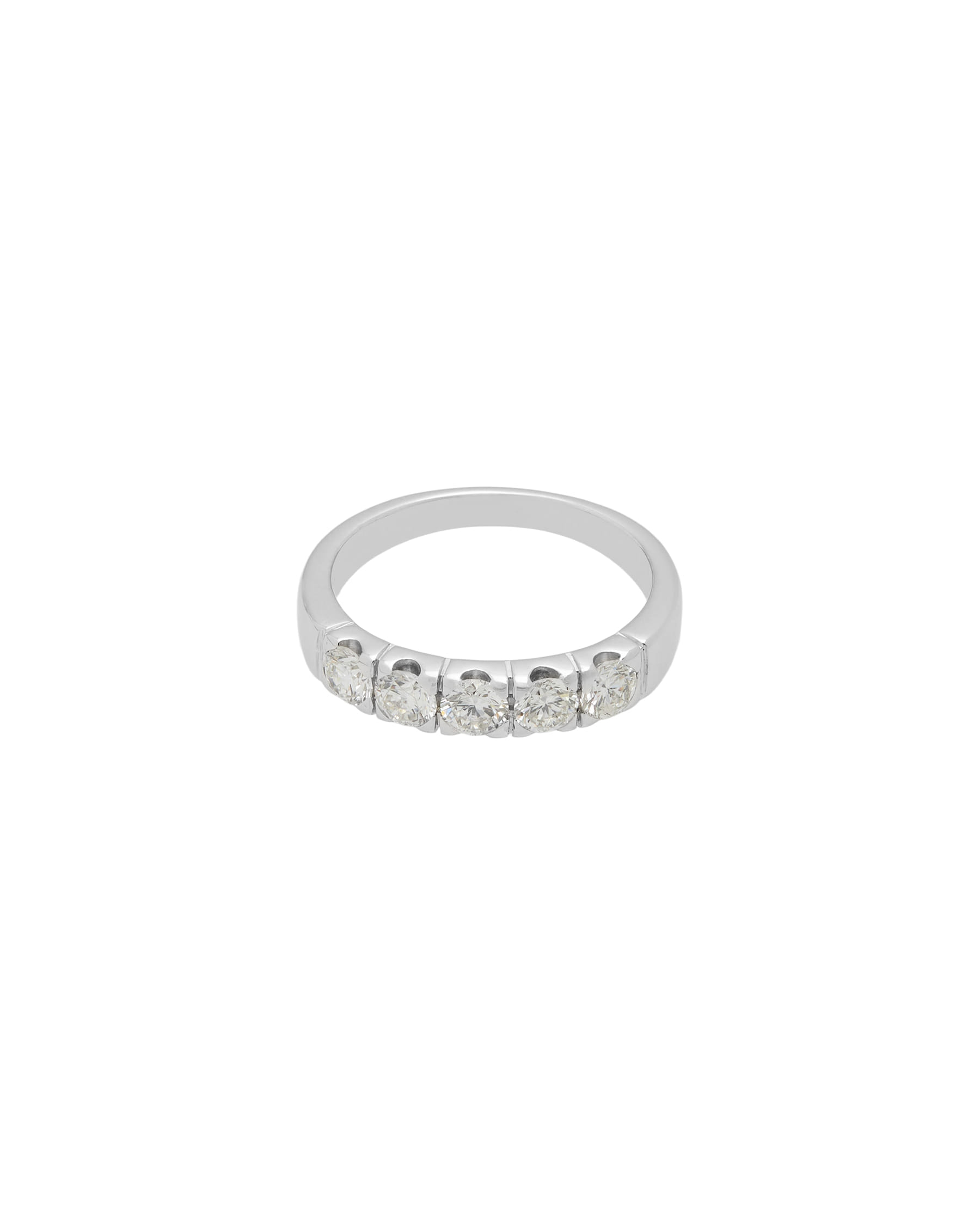 Anello veretta oro bianco con 5 diamanti 0,80 ct-1