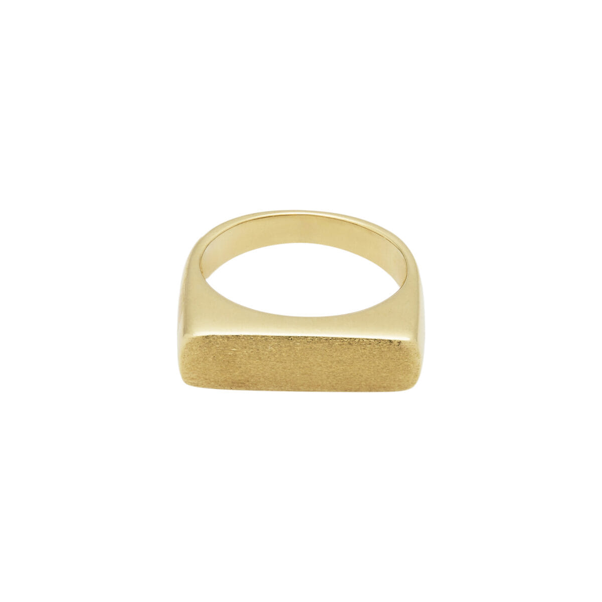 Anello geometrico rettangolare satinato e lucido in oro giallo 18 kt-1