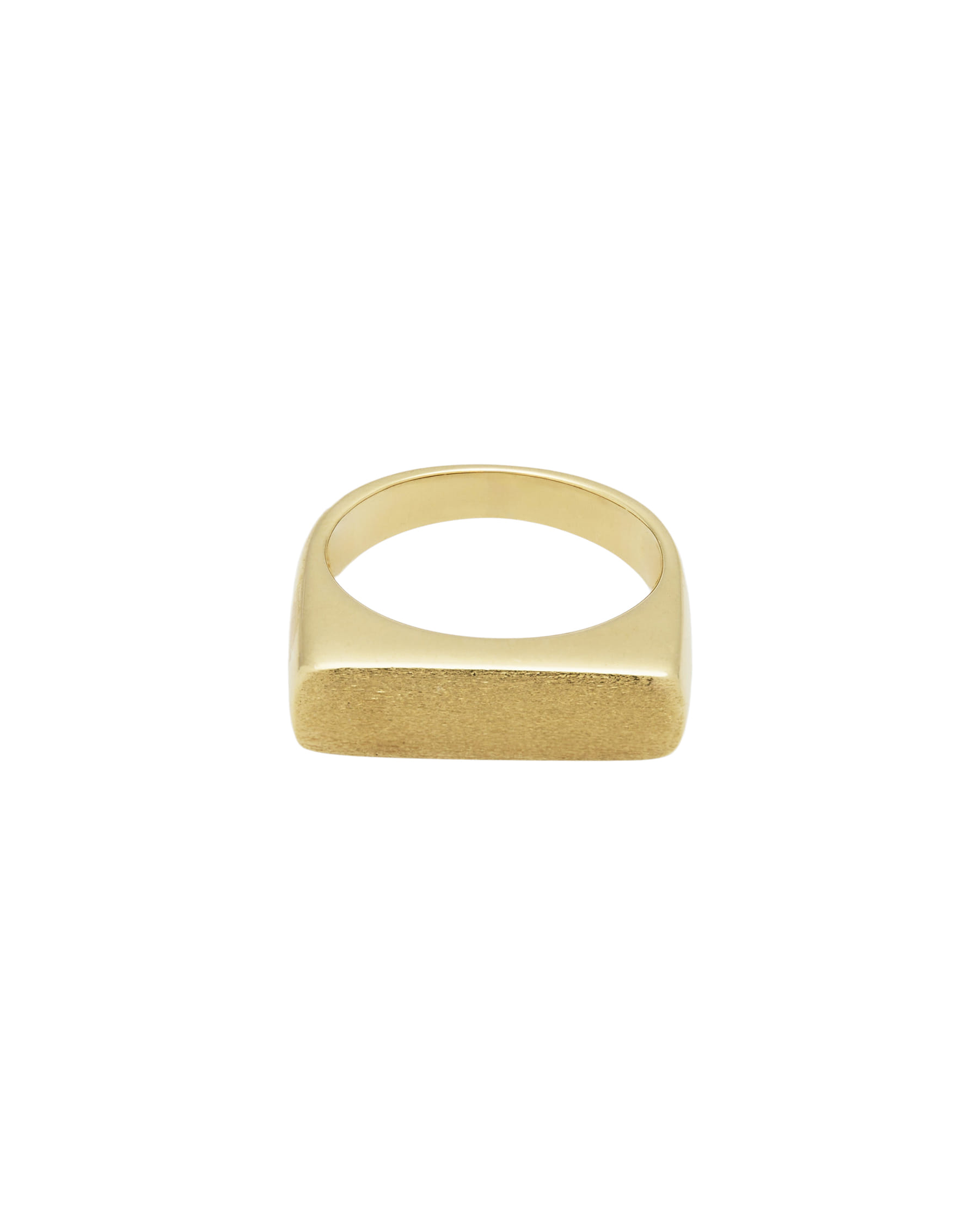 Anello geometrico rettangolare satinato e lucido in oro giallo 18 kt-1