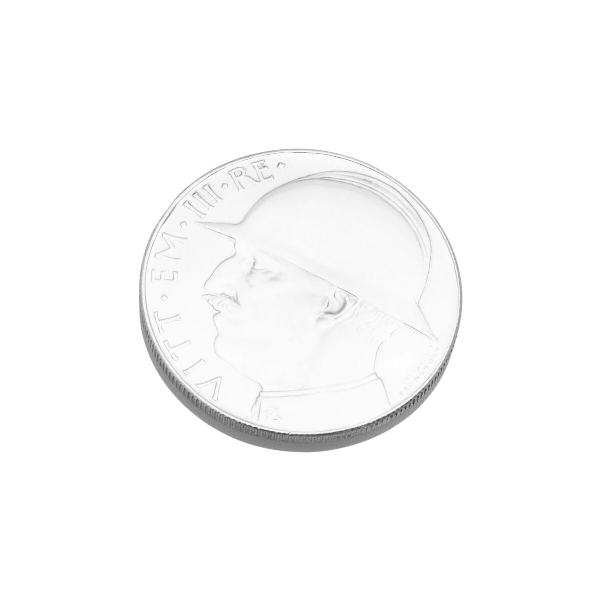 Medaglia 20 lire in argento con ritratto benito mussolini e scritta "meglio vivere un giorno da leoni che cento da pecora"-1