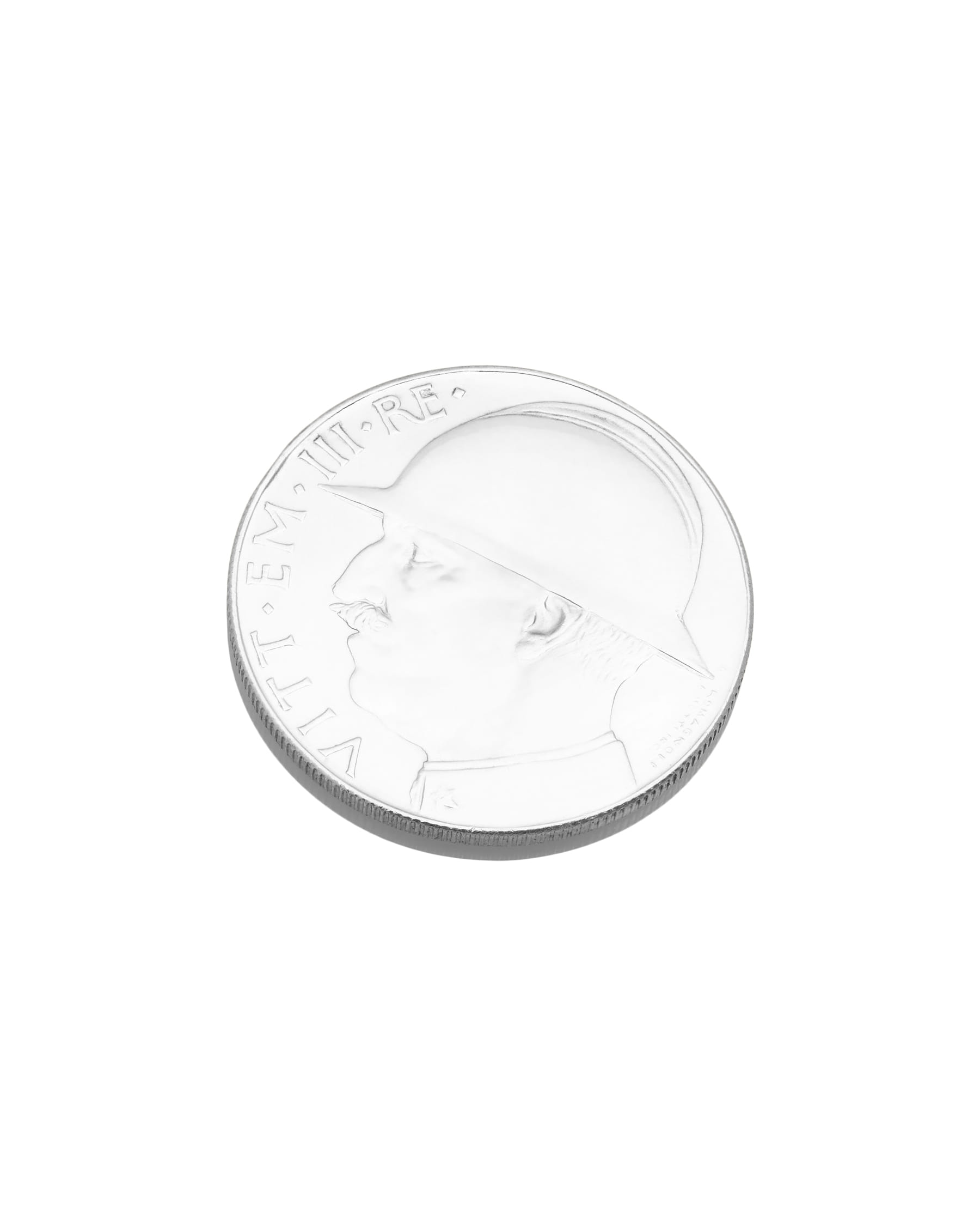 Medaglia 20 lire in argento con ritratto benito mussolini e scritta "meglio vivere un giorno da leoni che cento da pecora"-1