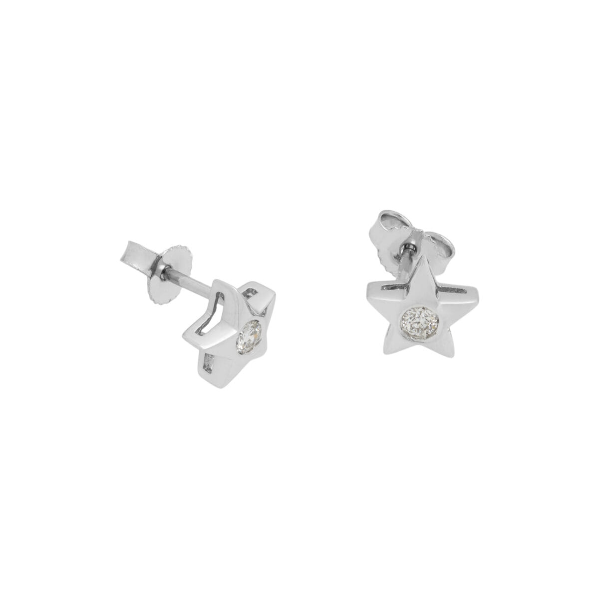 Orecchini punto luce a stella in oro bianco con diamanti 0,16 ct-1