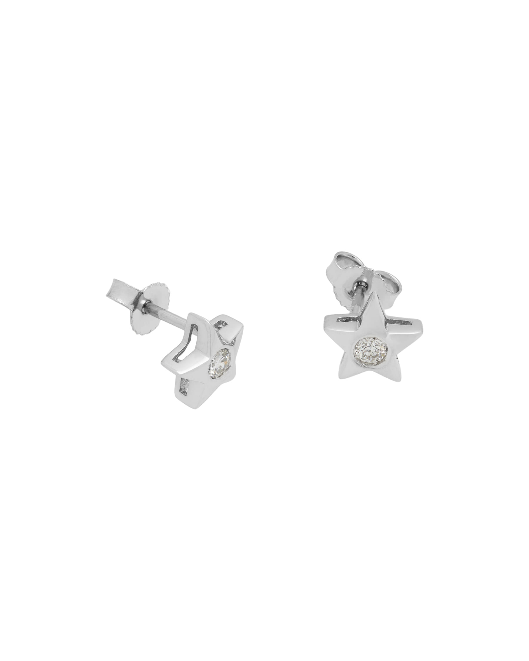 Orecchini punto luce a stella in oro bianco con diamanti 0,16 ct-1