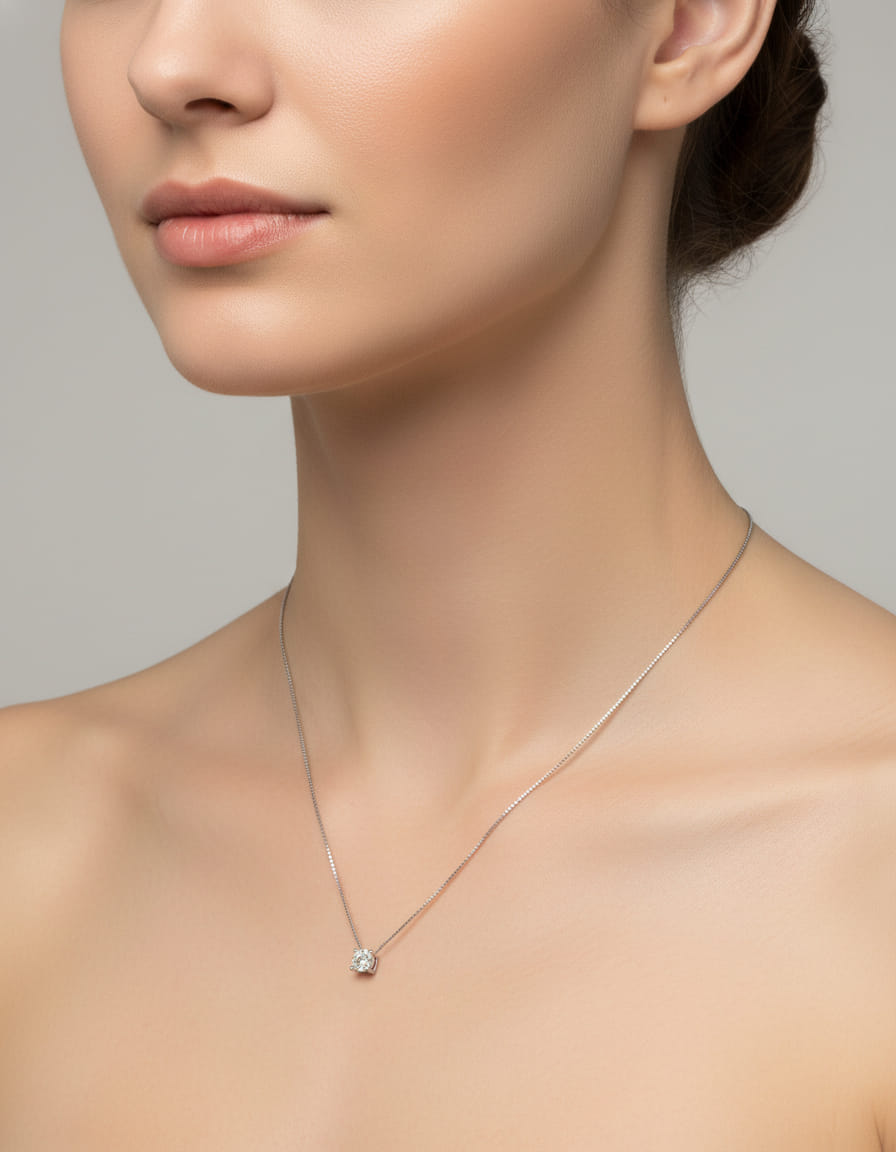 Catenina bliss punto luce magic 0,07 ct in oro bianco-3