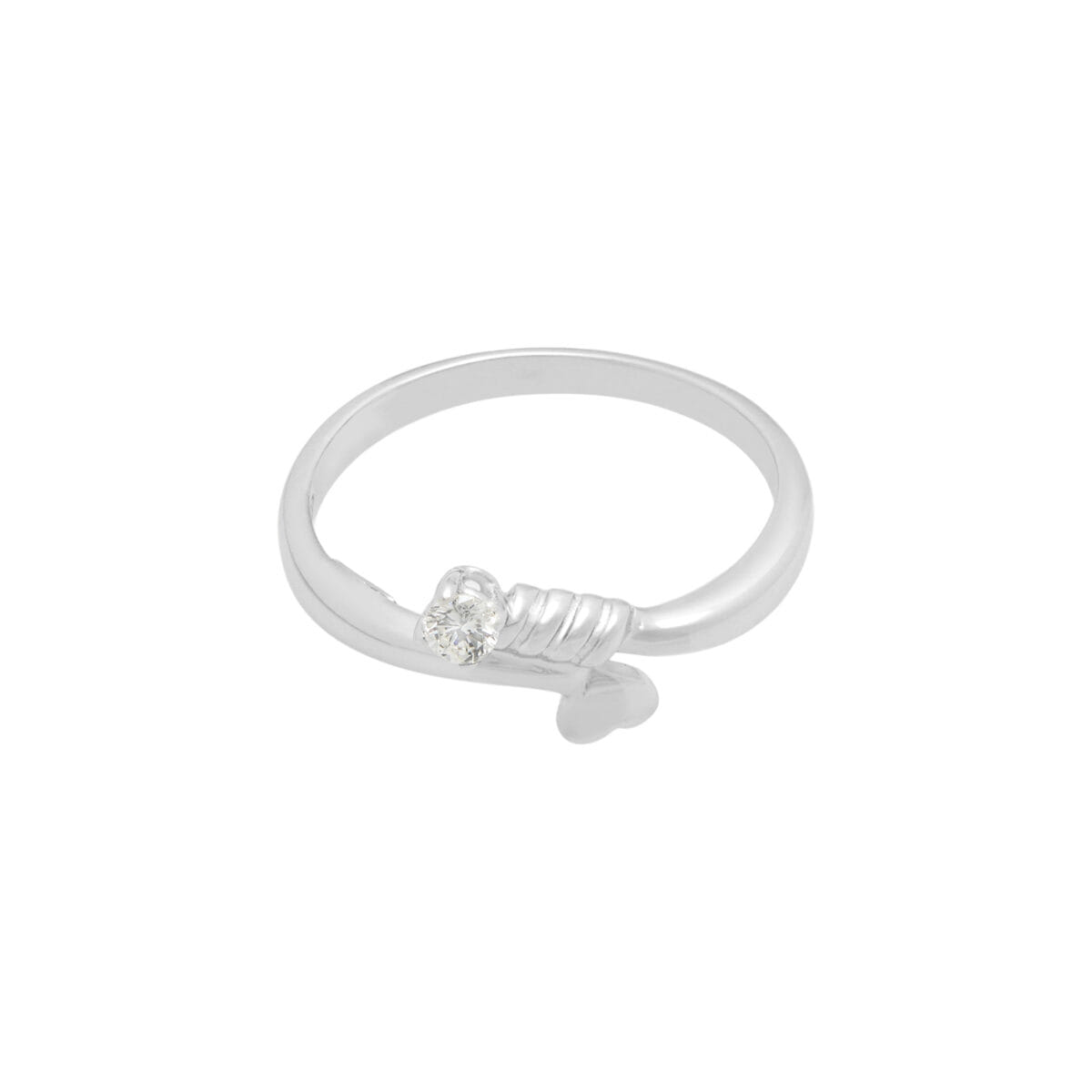 Anello contrariè recarlo con cuore e diamante in oro bianco-1