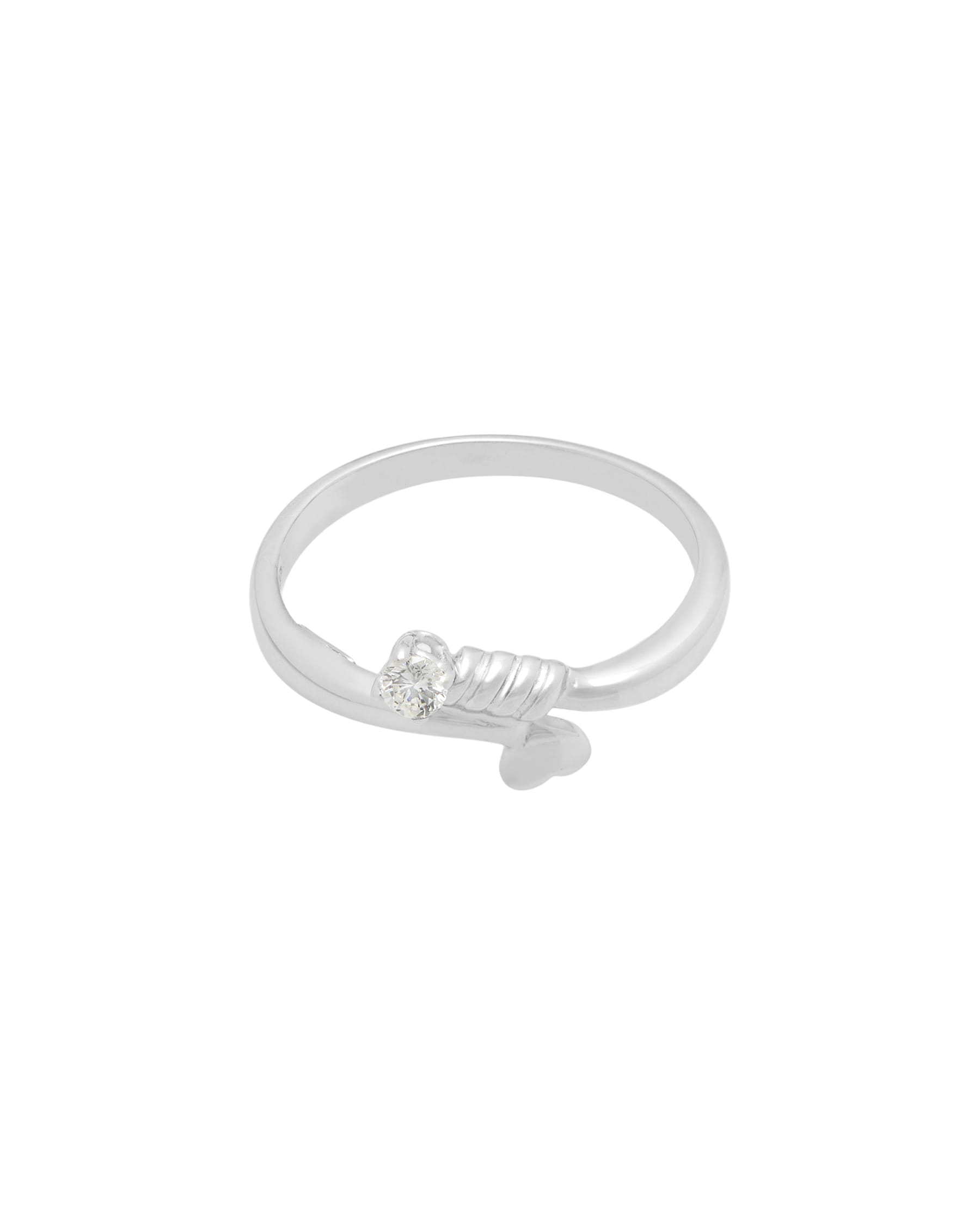 Anello contrariè recarlo con cuore e diamante in oro bianco-1