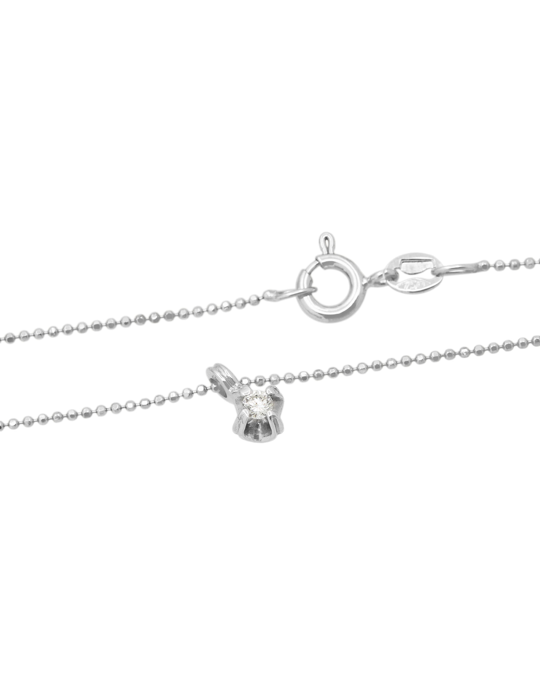 Catenina a palline con ciondolo puntoluce e diamante 0,06 ct-2