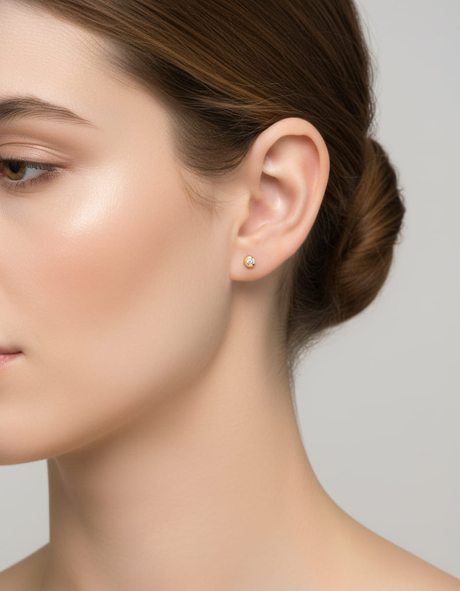 Orecchini puntoluce oro giallo a vite con diamanti 0,05 ct-3