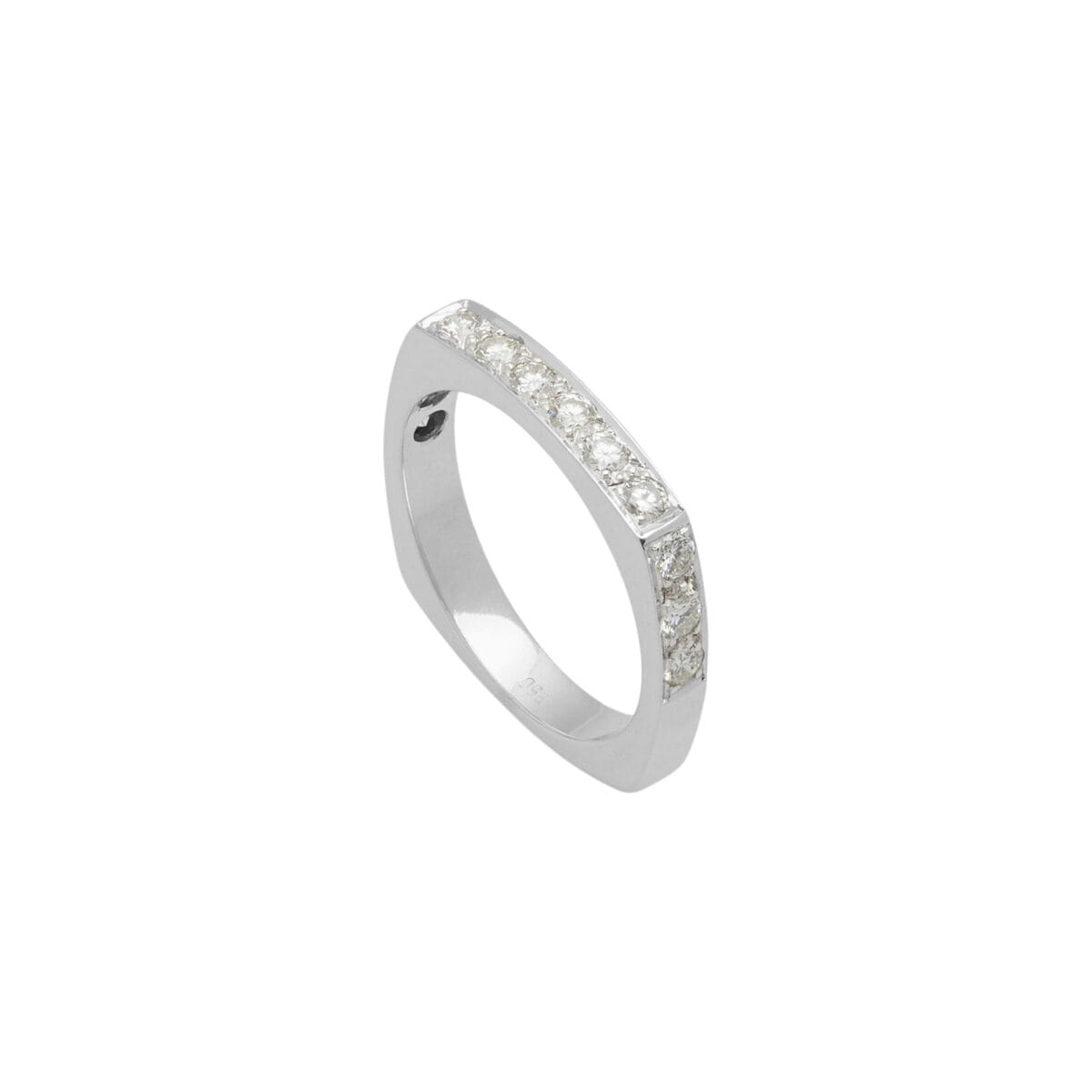 Anello fedina squadrata 3mm n oro bianco con diamanti-1