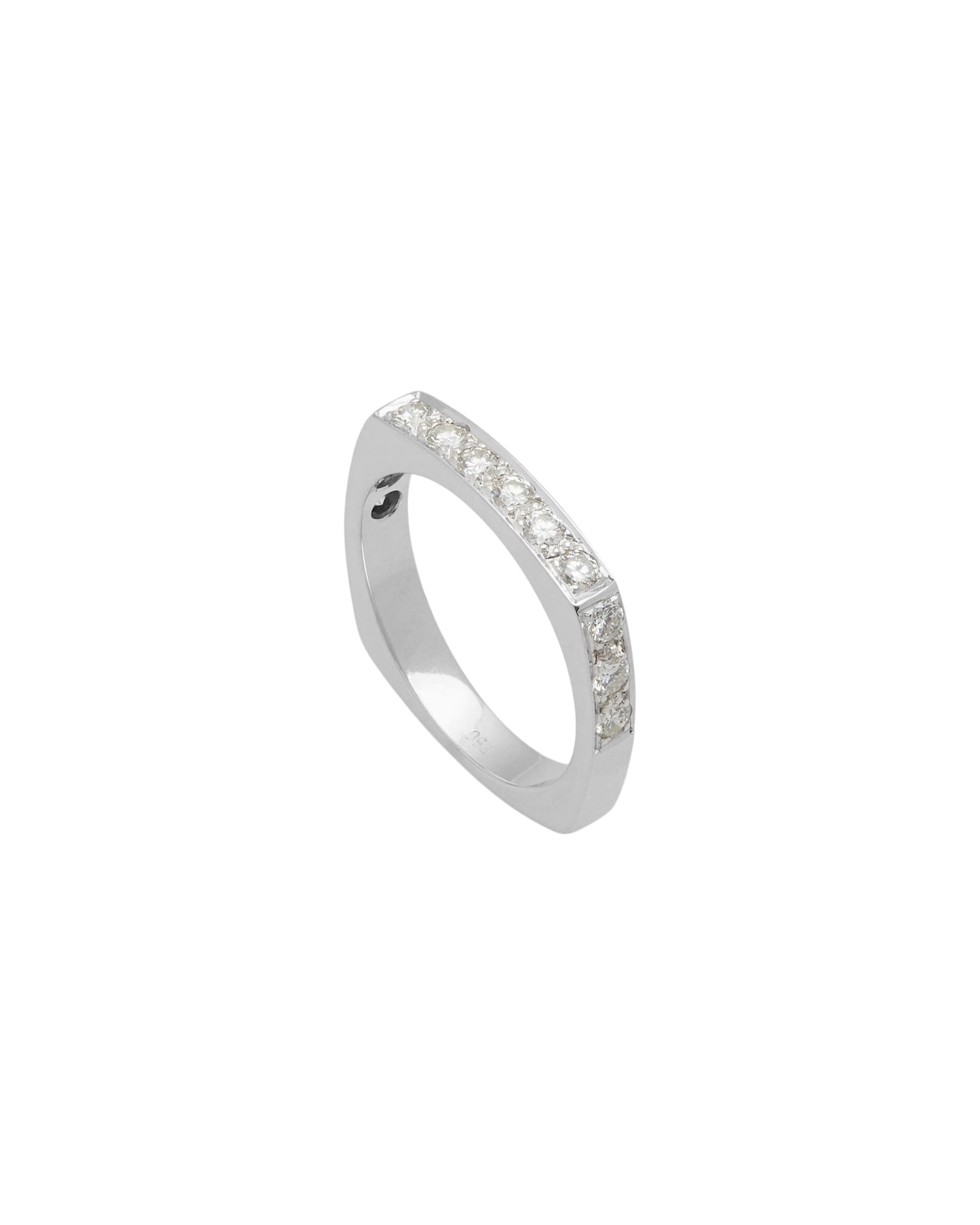 Anello fedina squadrata 3mm n oro bianco con diamanti-1