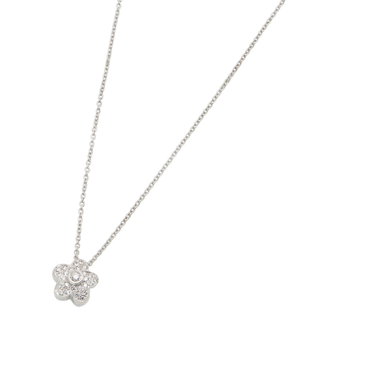 Collana con ciondolo fiore e diamanti in oro bianco 18 kt-1