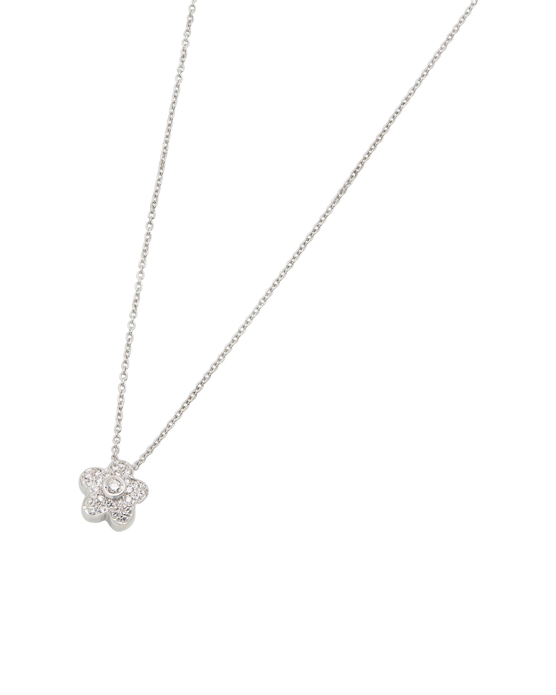 Collana con ciondolo fiore e diamanti in oro bianco 18 kt-1