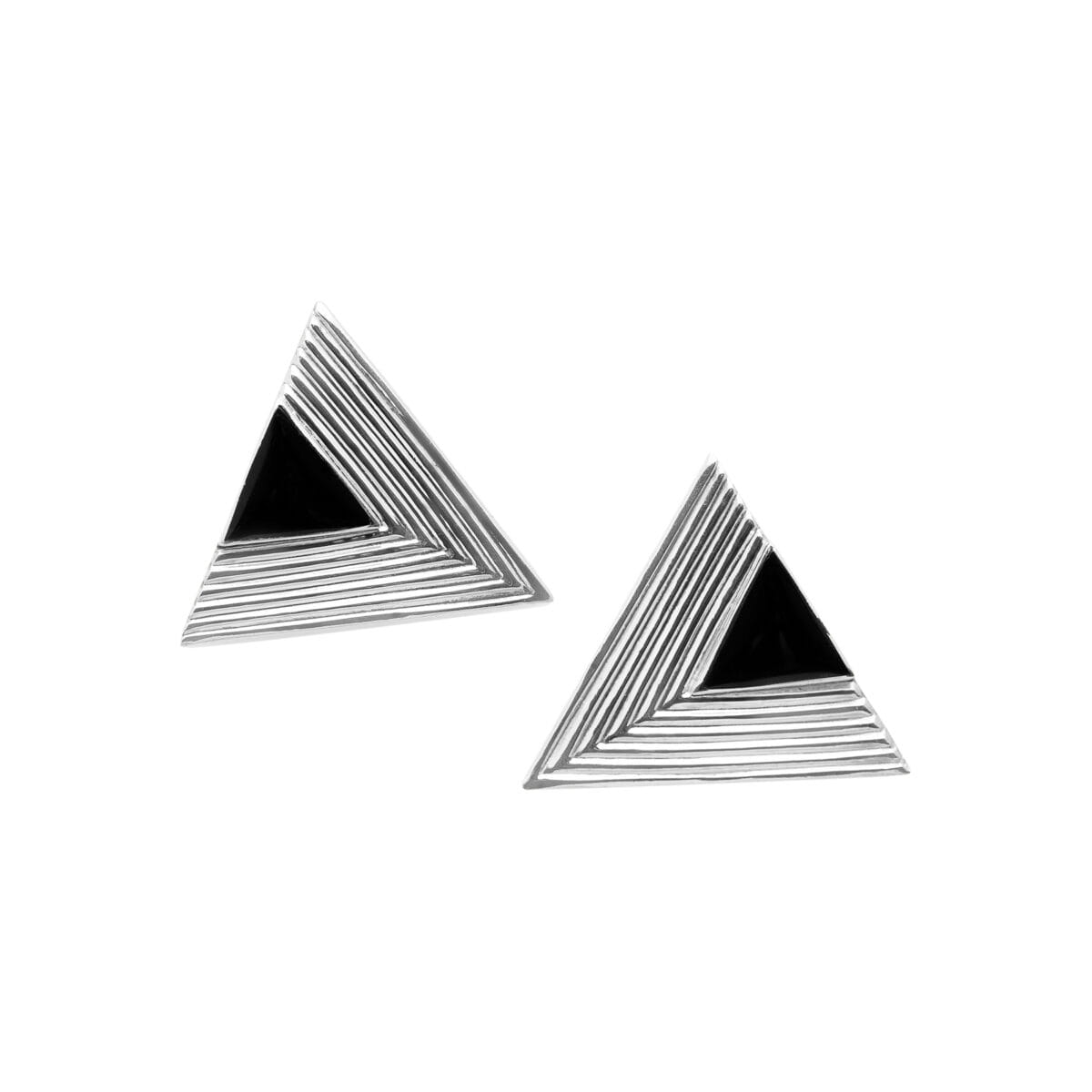 Orecchini triangolo in argento con onice nera-1