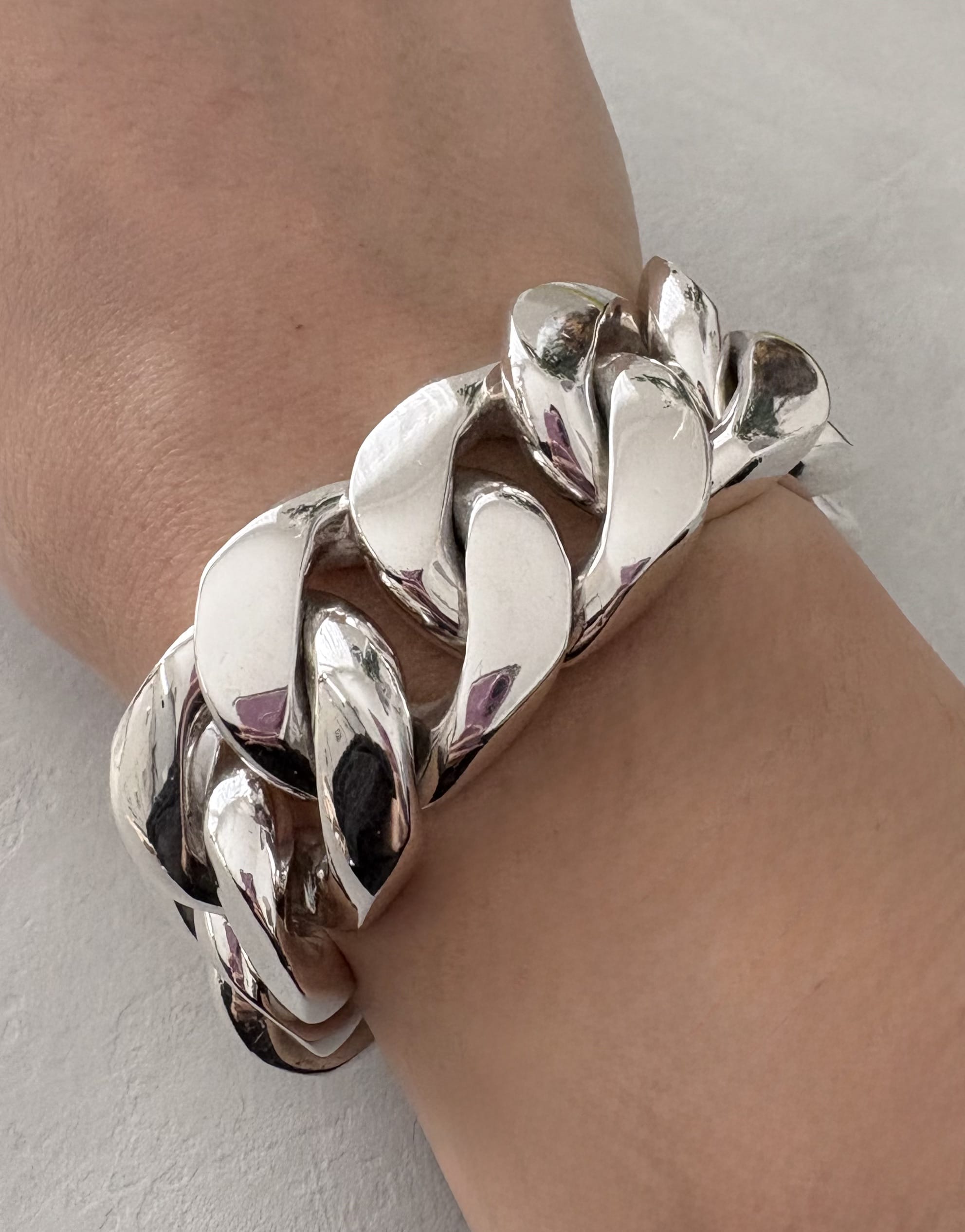 Bracciale maglia big groumette big in argento 925%-3