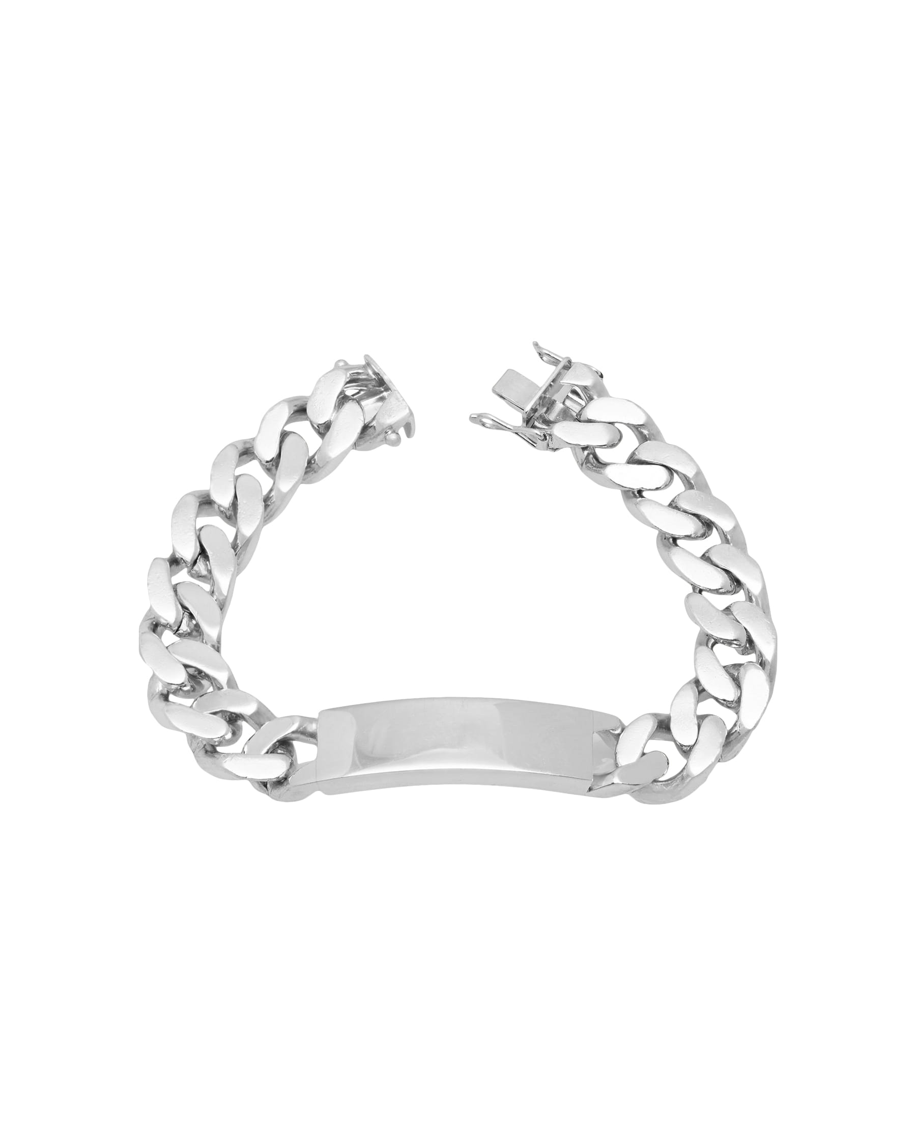 Bracciale in argento con maglia groumette grande e targhetta centrale-1