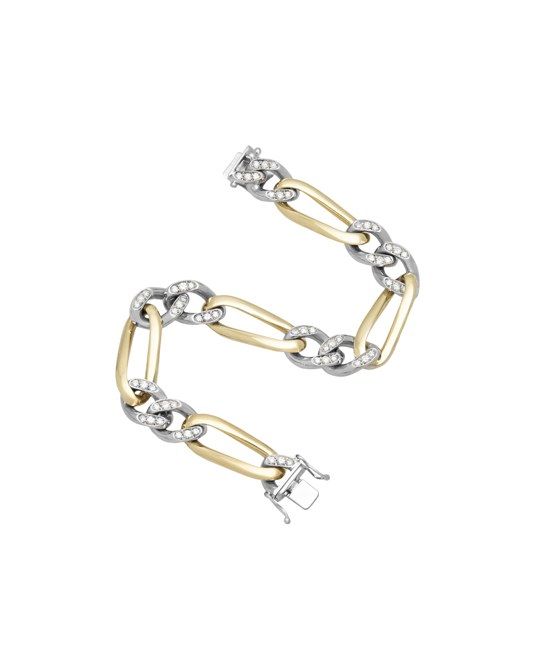 Bracciale nicoli scola in oro bianco e giallo con diamanti-2
