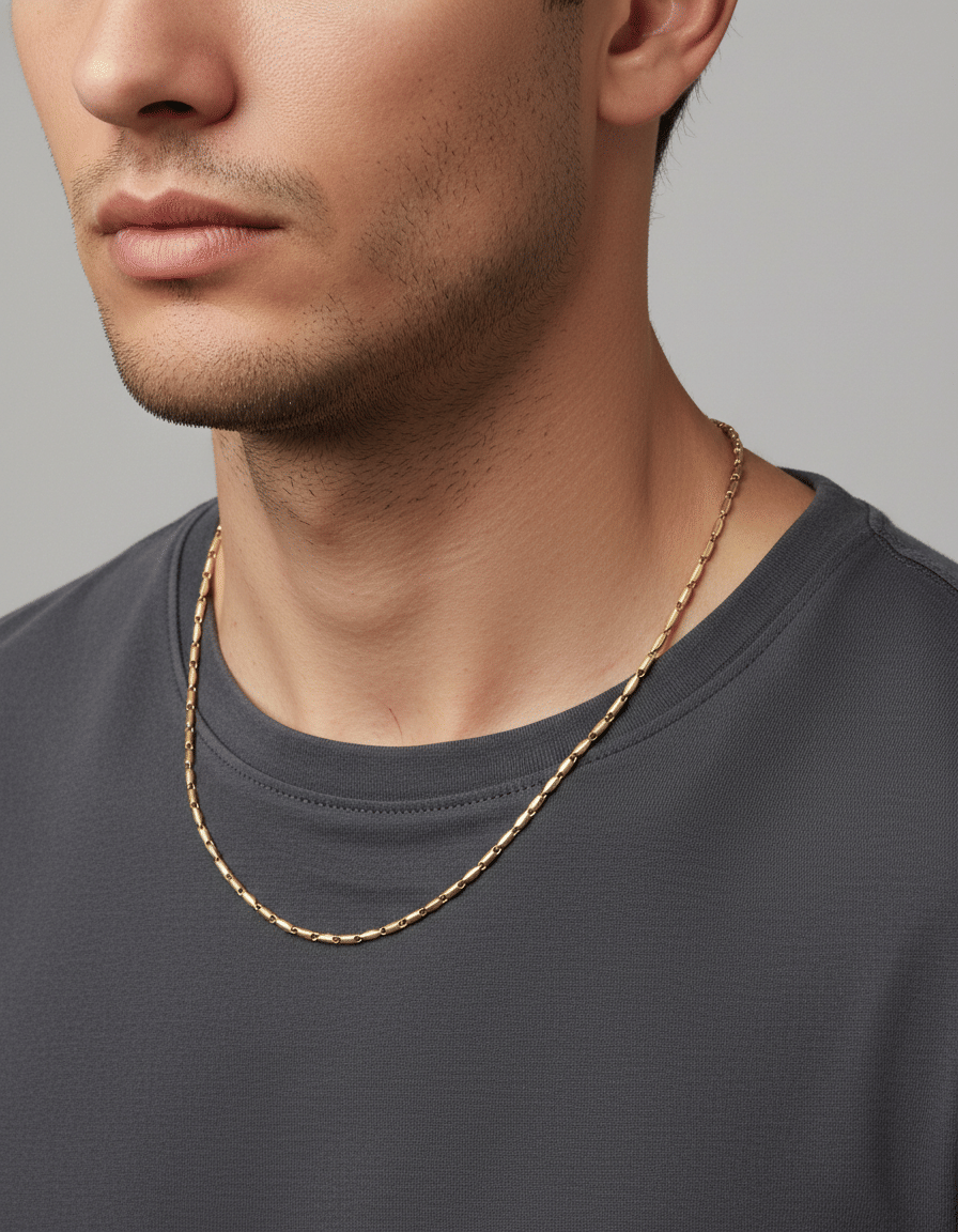 Collana chicchi di riso in oro giallo-3